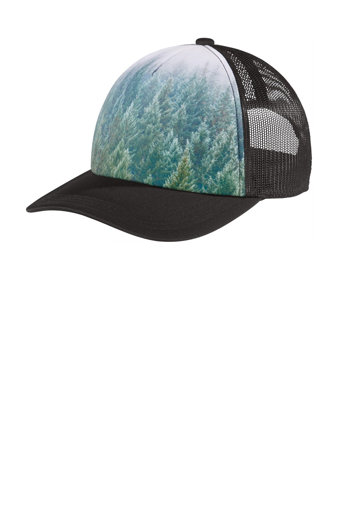 Custom Forest Photo Real Snapback Trucker Cap C950, personalized by SanCanDo Swag in Argyle, TX
