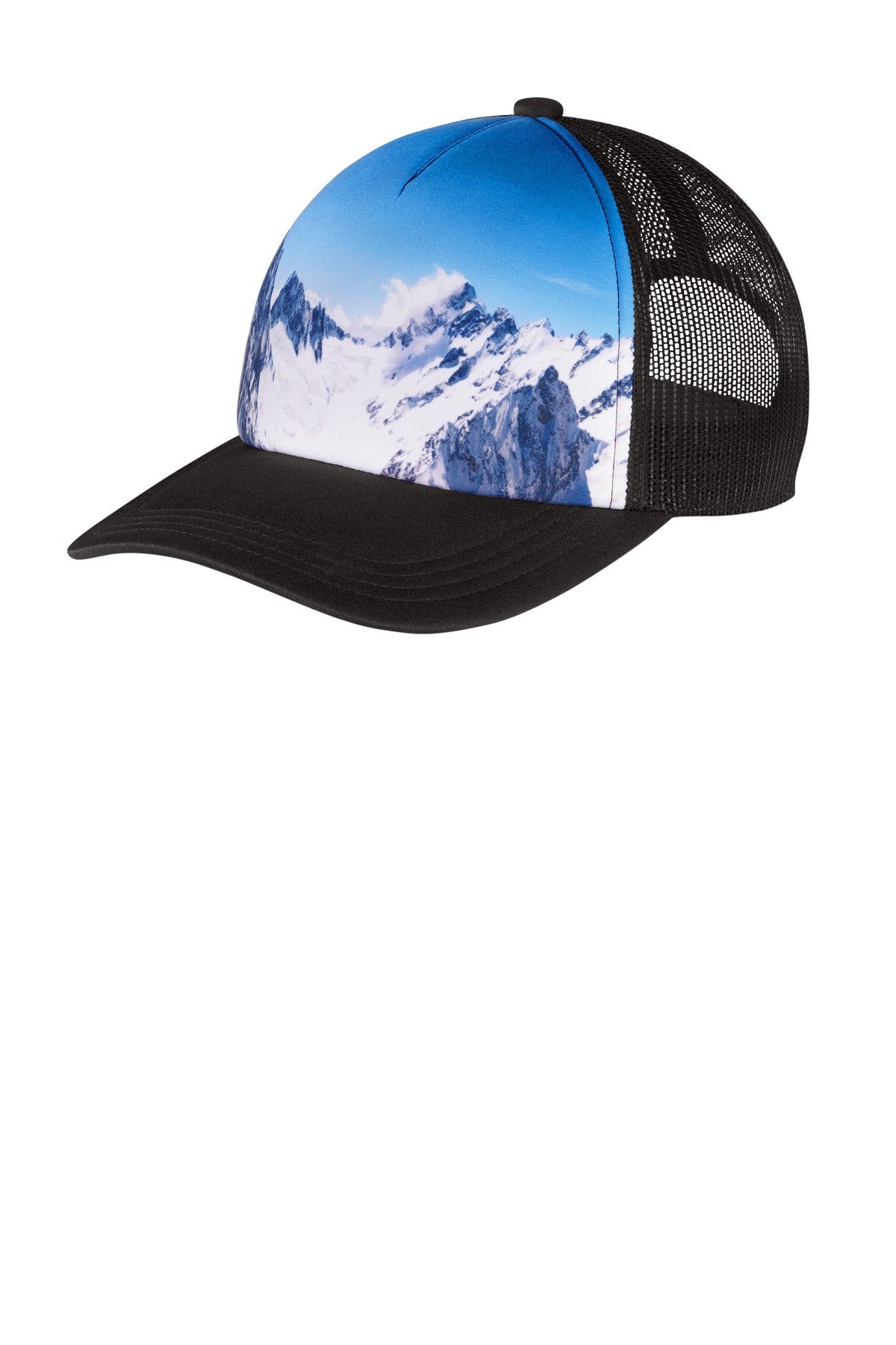 Custom Snow Caps Photo Real Snapback Trucker Cap C950, personalized by SanCanDo Swag in Argyle, TX