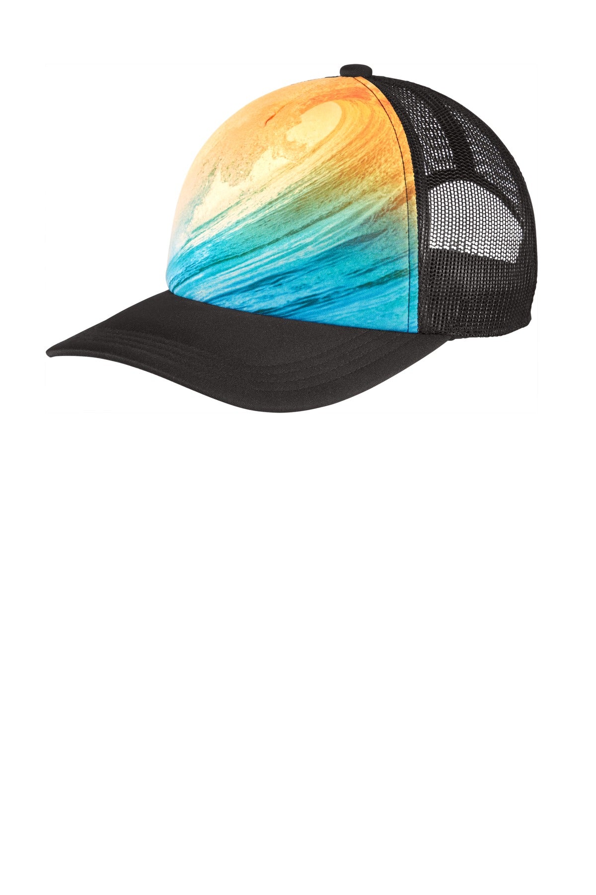 Custom Wave Photo Real Snapback Trucker Cap C950, personalized by SanCanDo Swag in Argyle, TX