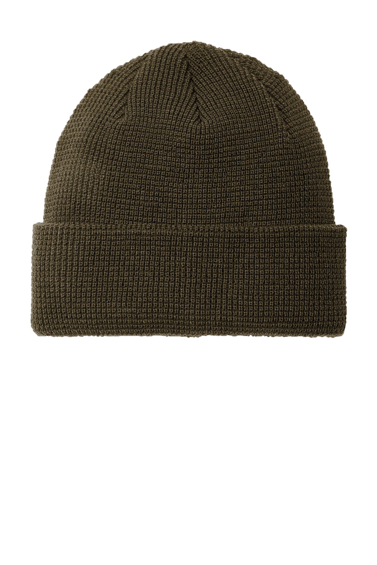 Custom Olive Green Thermal Knit Cuffed Beanie C955, personalized by SanCanDo Swag in Argyle, TX
