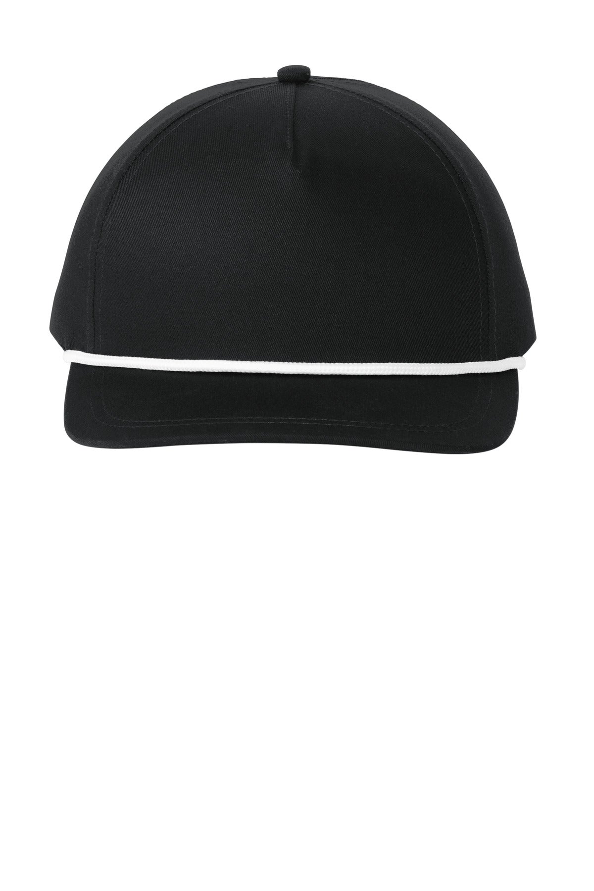 Custom Black/ White Snapback Five-Panel Rope Cap C962, personalized by SanCanDo Swag in Argyle, TX