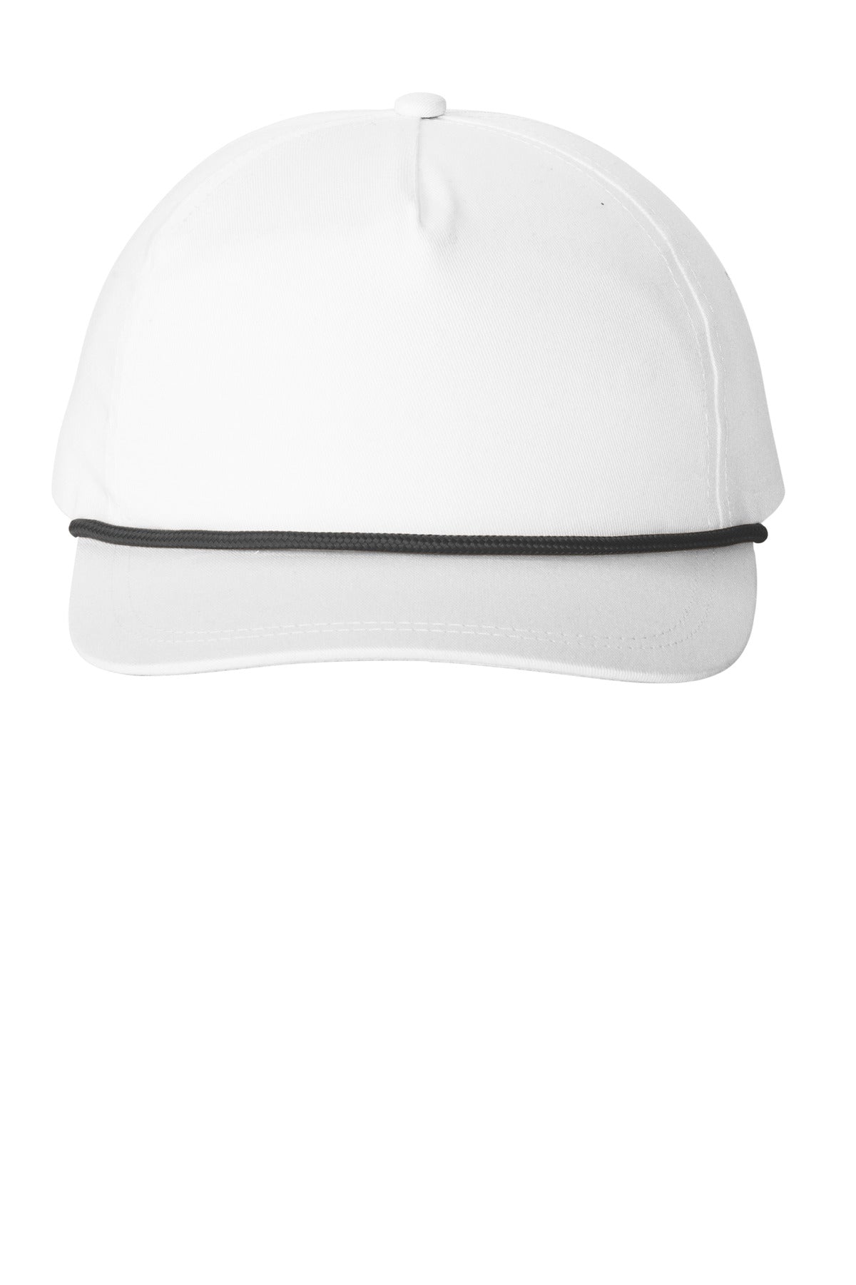 Custom White/ Black Snapback Five-Panel Rope Cap C962, personalized by SanCanDo Swag in Argyle, TX