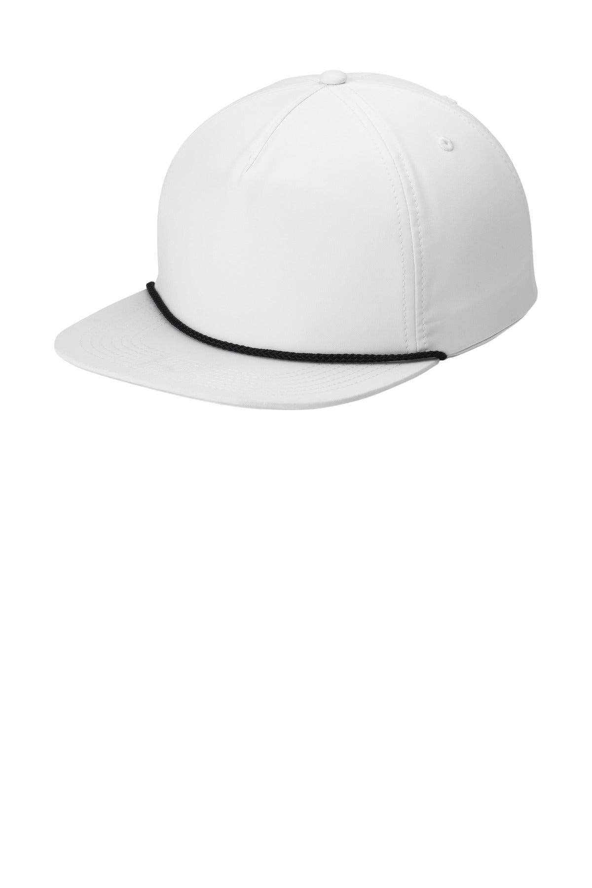Custom White/ Black 5-Panel Poly Rope Cap C981, personalized by SanCanDo Swag in Argyle, TX
