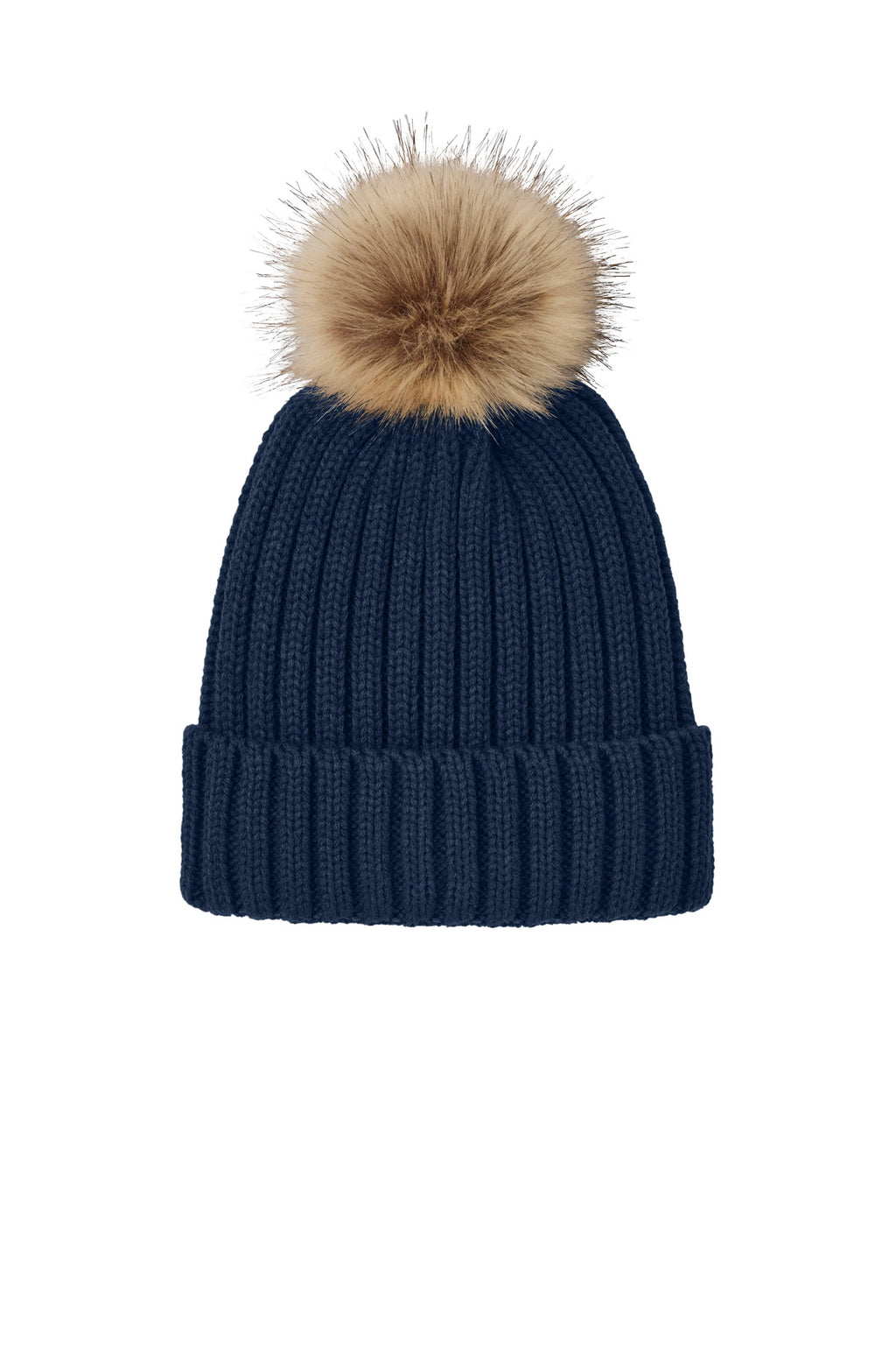 Custom River Blue Navy Faux Fur Pom Beanie C990, personalized by SanCanDo Swag in Argyle, TX
