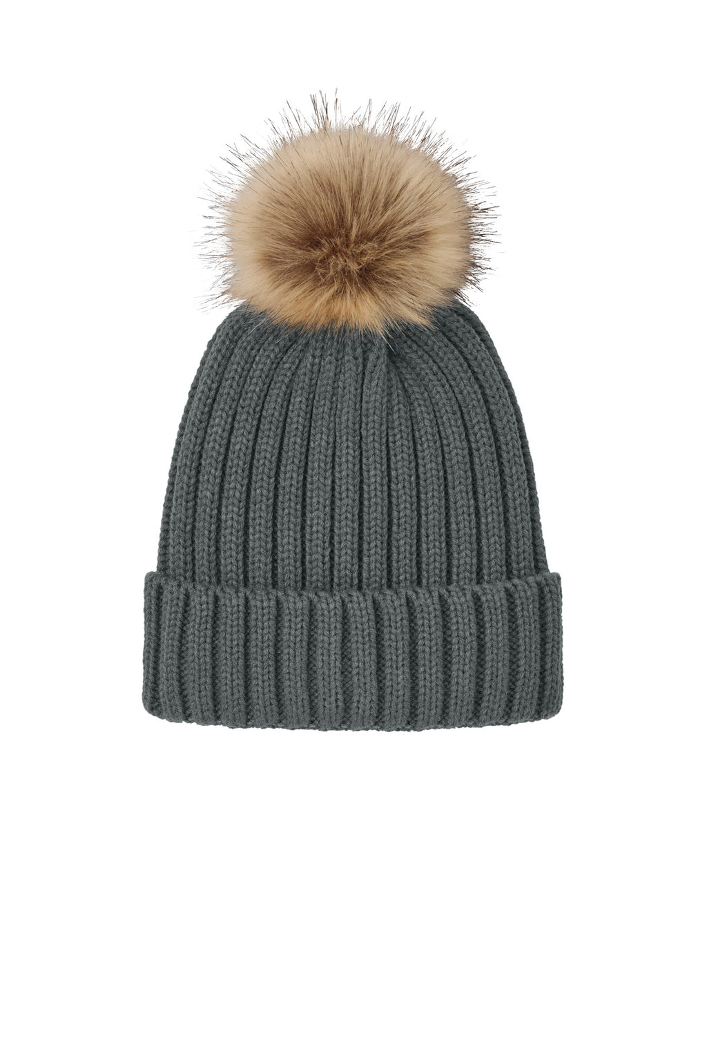 Custom Storm Grey Faux Fur Pom Beanie C990, personalized by SanCanDo Swag in Argyle, TX