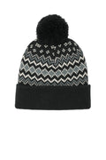 Custom Deep Black/ Gusty Grey/ Marshmallow Alpine Pom Beanie C991, personalized by SanCanDo Swag in Argyle, TX