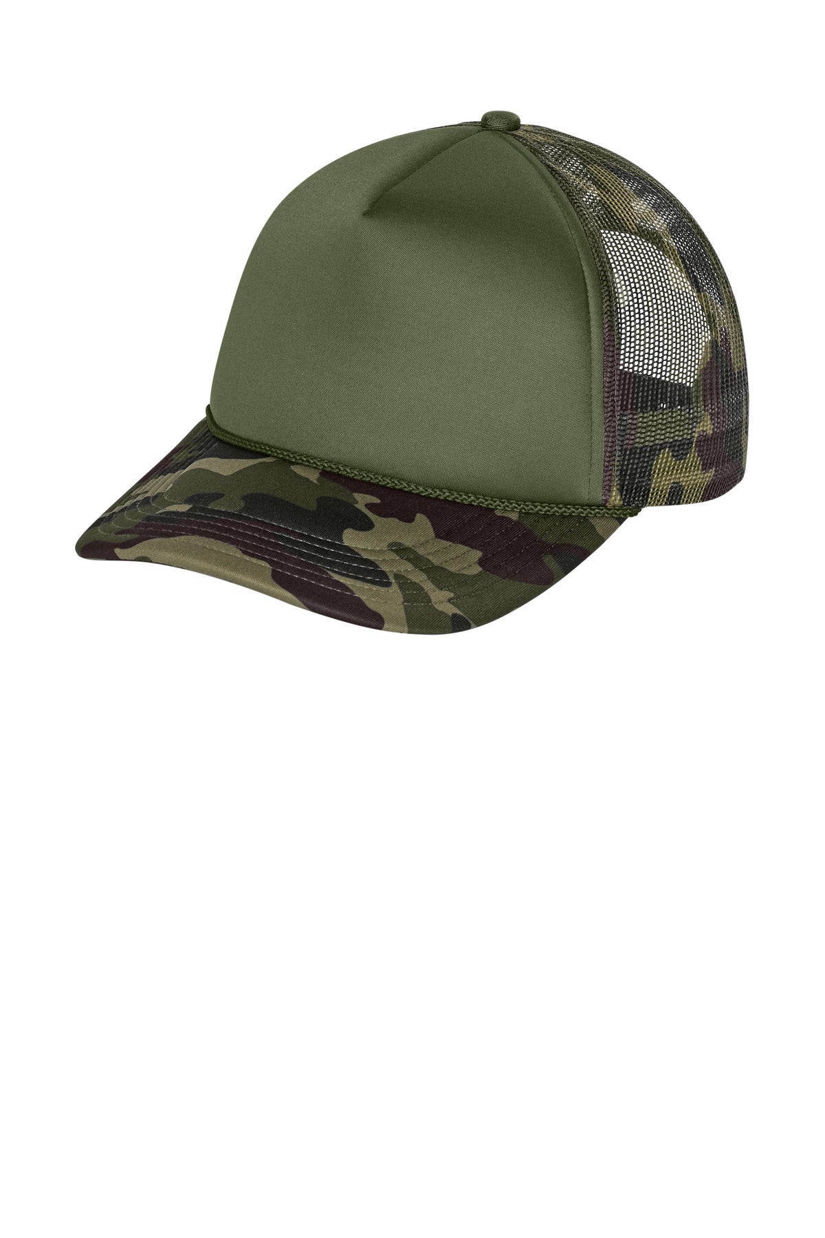 Custom Olive Drab Green/ Camo/ Camo Foam Truck'N Cap C993, personalized by SanCanDo Swag in Argyle, TX