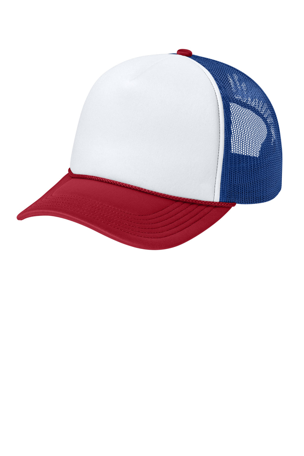 Custom White/ Rich Red/ True Royal Foam Truck'N Cap C993, personalized by SanCanDo Swag in Argyle, TX