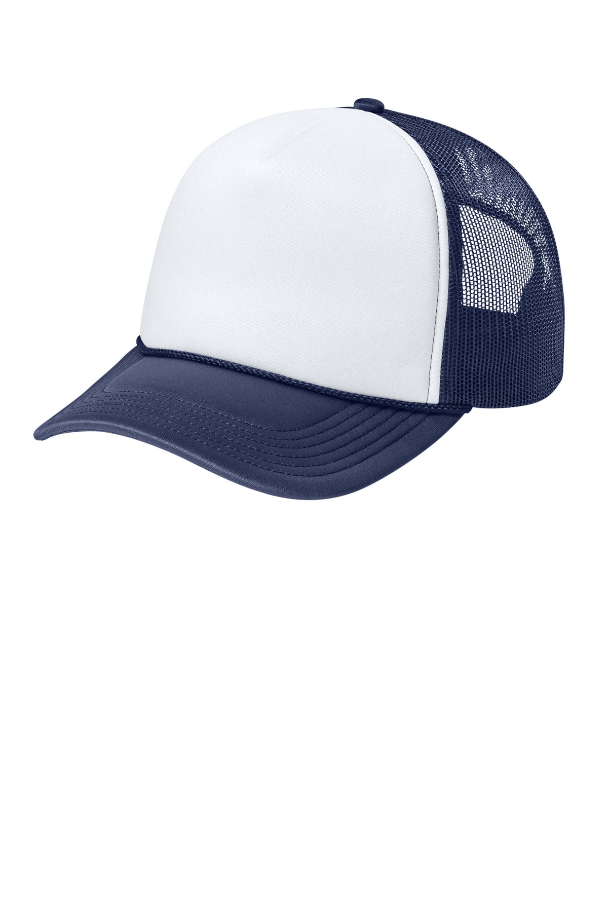 Custom White/ True Navy/ True Navy Foam Truck'N Cap C993, personalized by SanCanDo Swag in Argyle, TX
