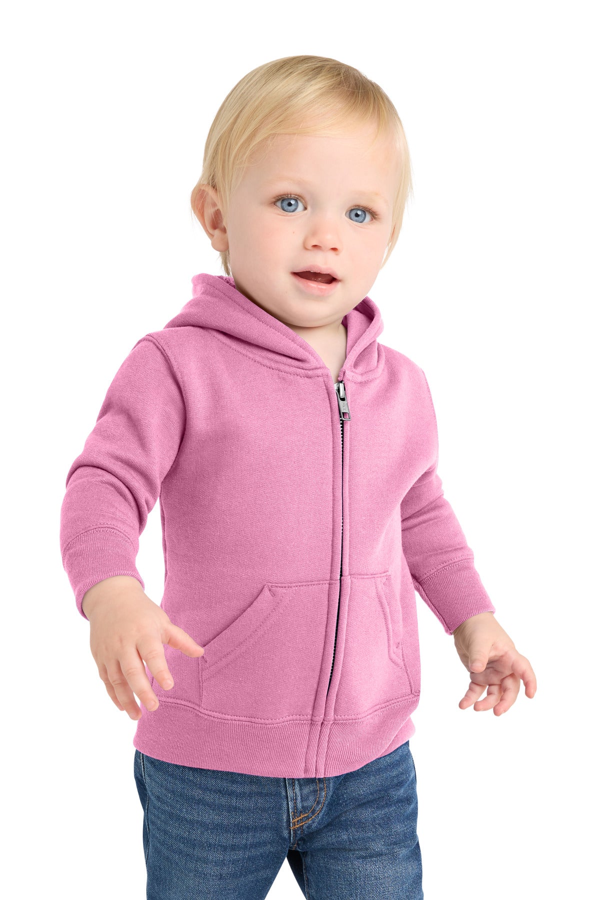 Custom Candy Pink Infant Core Fleece Full-Zip Hoodie CAR78IZH, personalized by SanCanDo Swag in Argyle, TX