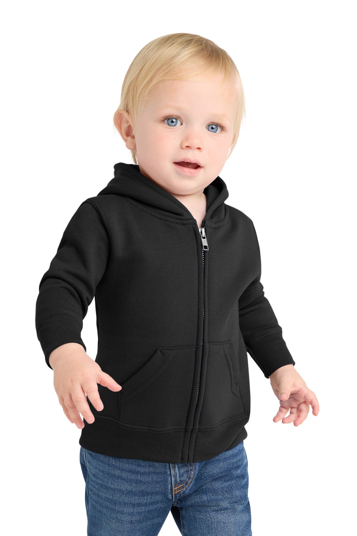 Custom Jet Black Infant Core Fleece Full-Zip Hoodie CAR78IZH, personalized by SanCanDo Swag in Argyle, TX