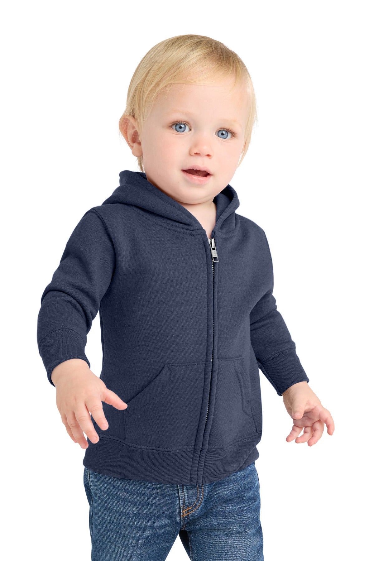 Custom Navy Infant Core Fleece Full-Zip Hoodie CAR78IZH, personalized by SanCanDo Swag in Argyle, TX