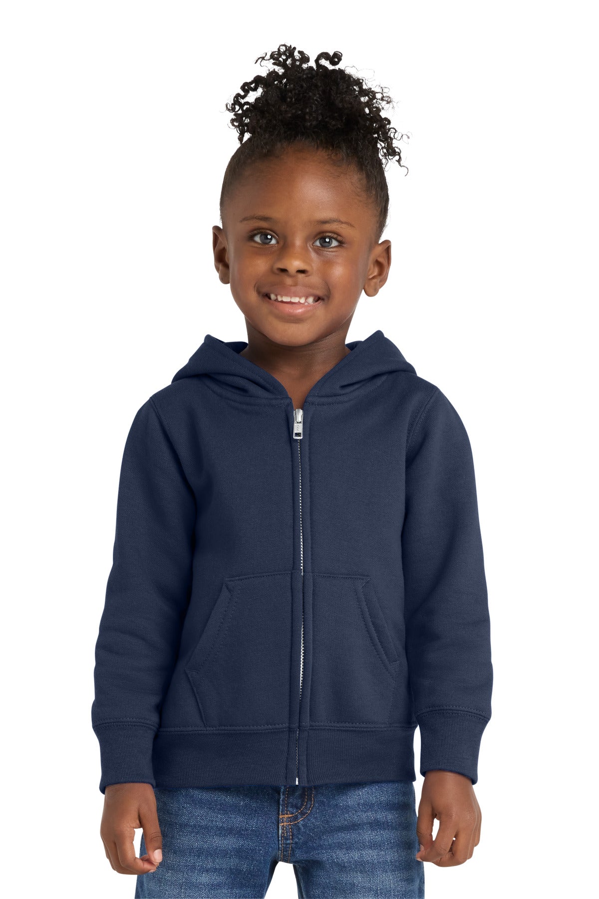 Custom Navy Toddler Core Fleece Full-Zip Hoodie CAR78TZH, personalized by SanCanDo Swag in Argyle, TX