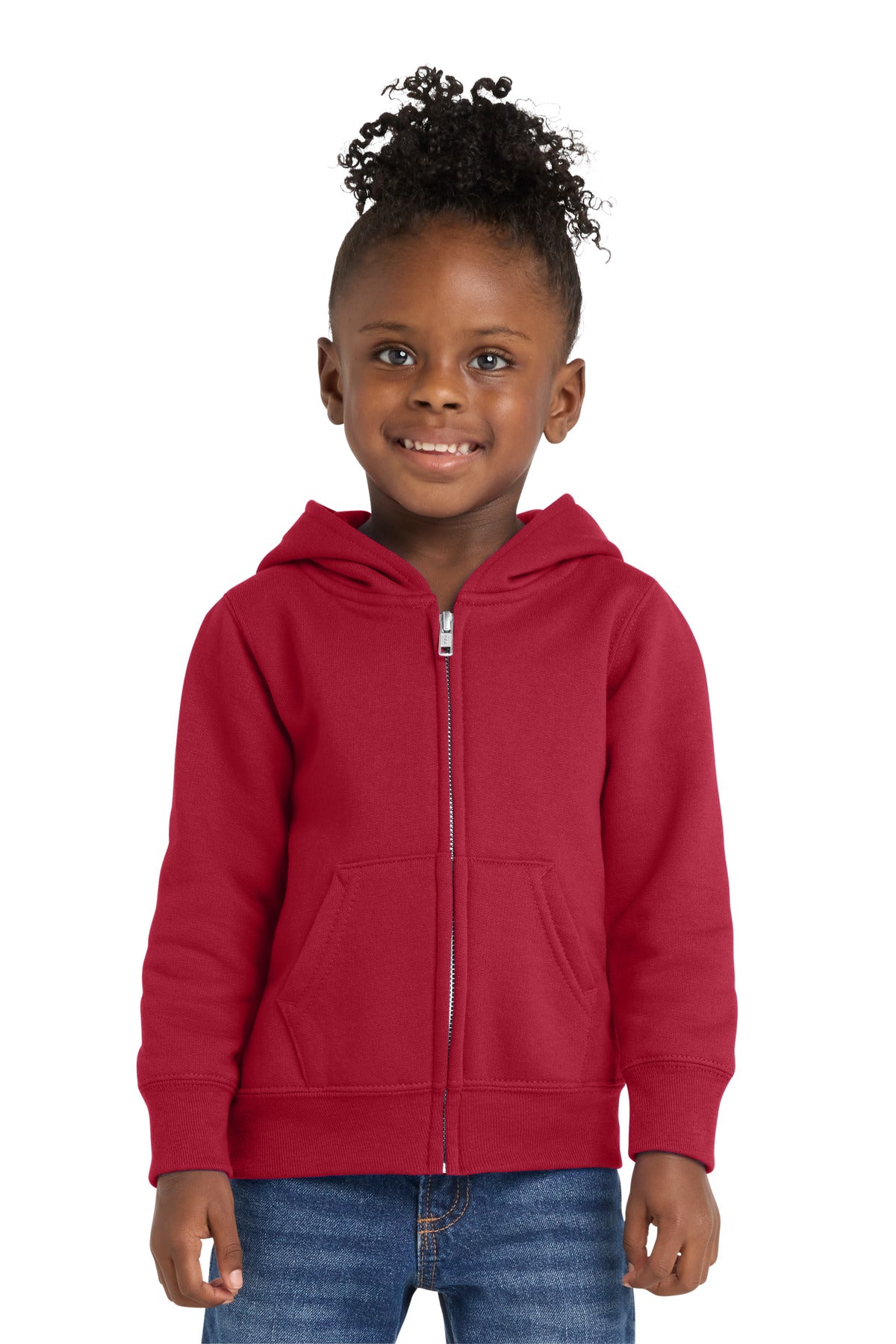 Custom Red Toddler Core Fleece Full-Zip Hoodie CAR78TZH, personalized by SanCanDo Swag in Argyle, TX