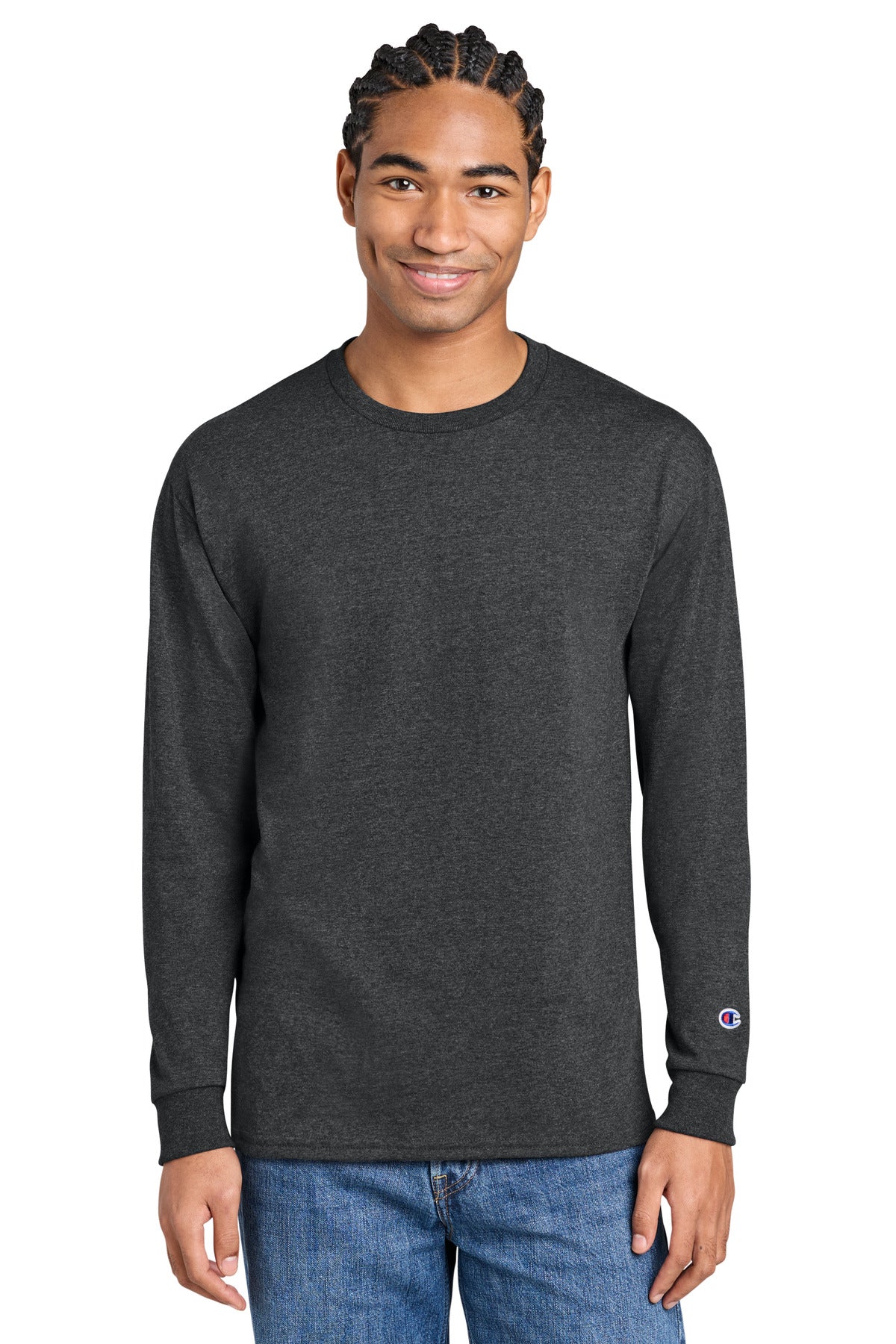 Custom Charcoal Heather Jersey Long Sleeve Tee CC8C, personalized by SanCanDo Swag in Argyle, TX