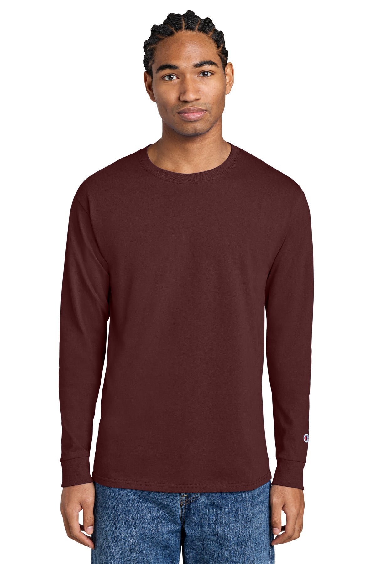 Custom Maroon Jersey Long Sleeve Tee CC8C, personalized by SanCanDo Swag in Argyle, TX