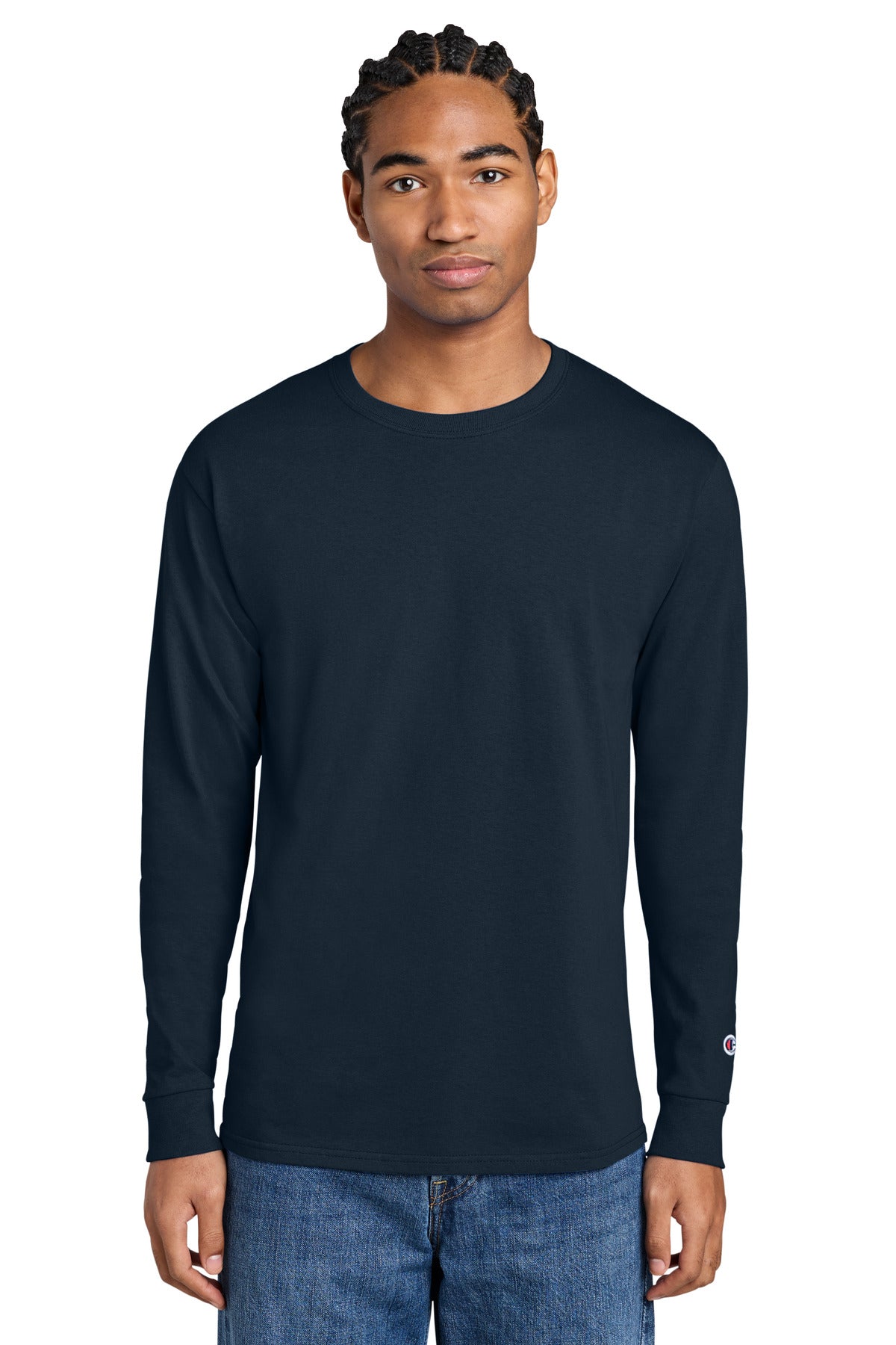 Custom Navy Jersey Long Sleeve Tee CC8C, personalized by SanCanDo Swag in Argyle, TX