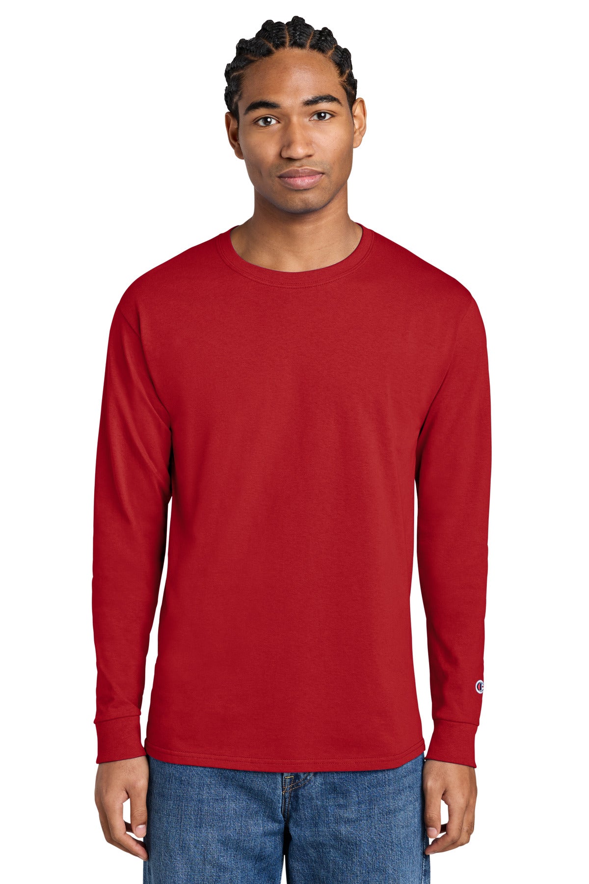Custom Red Jersey Long Sleeve Tee CC8C, personalized by SanCanDo Swag in Argyle, TX