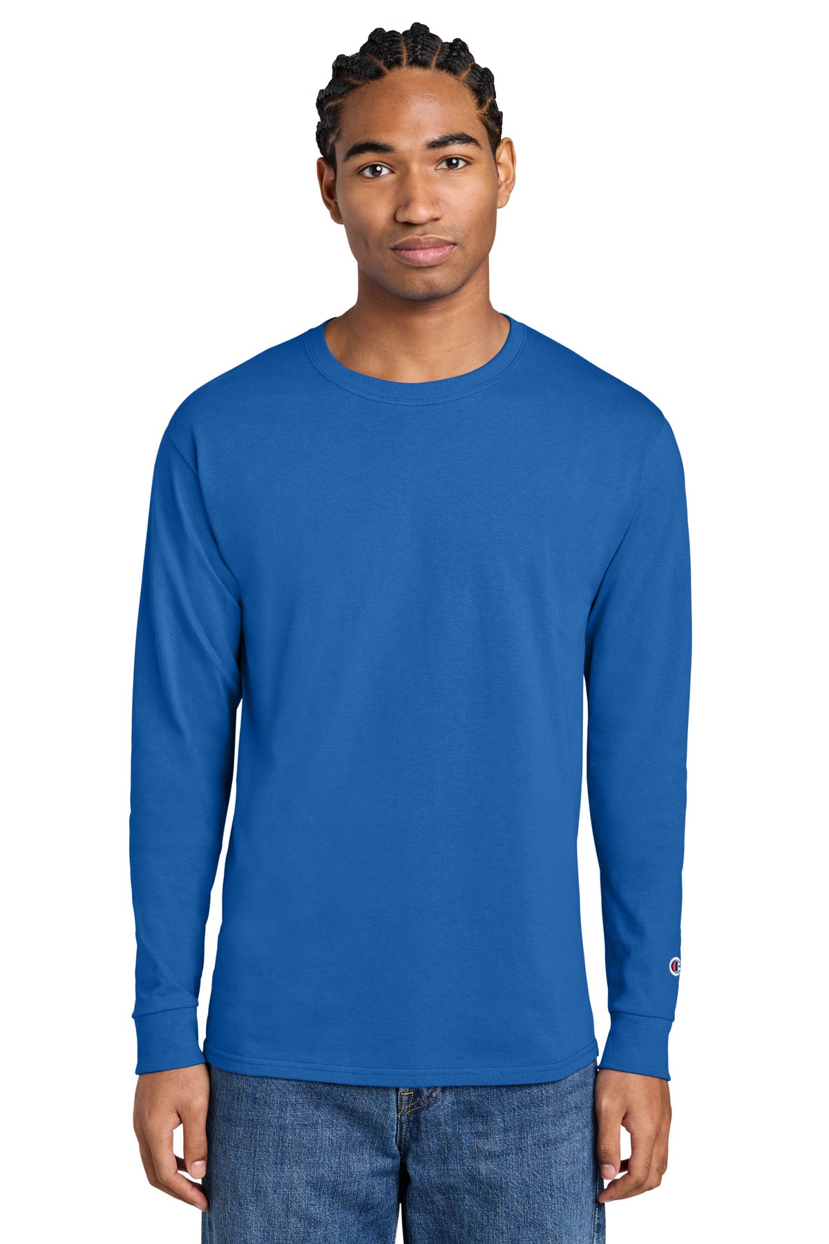 Custom Royal Blue Jersey Long Sleeve Tee CC8C, personalized by SanCanDo Swag in Argyle, TX