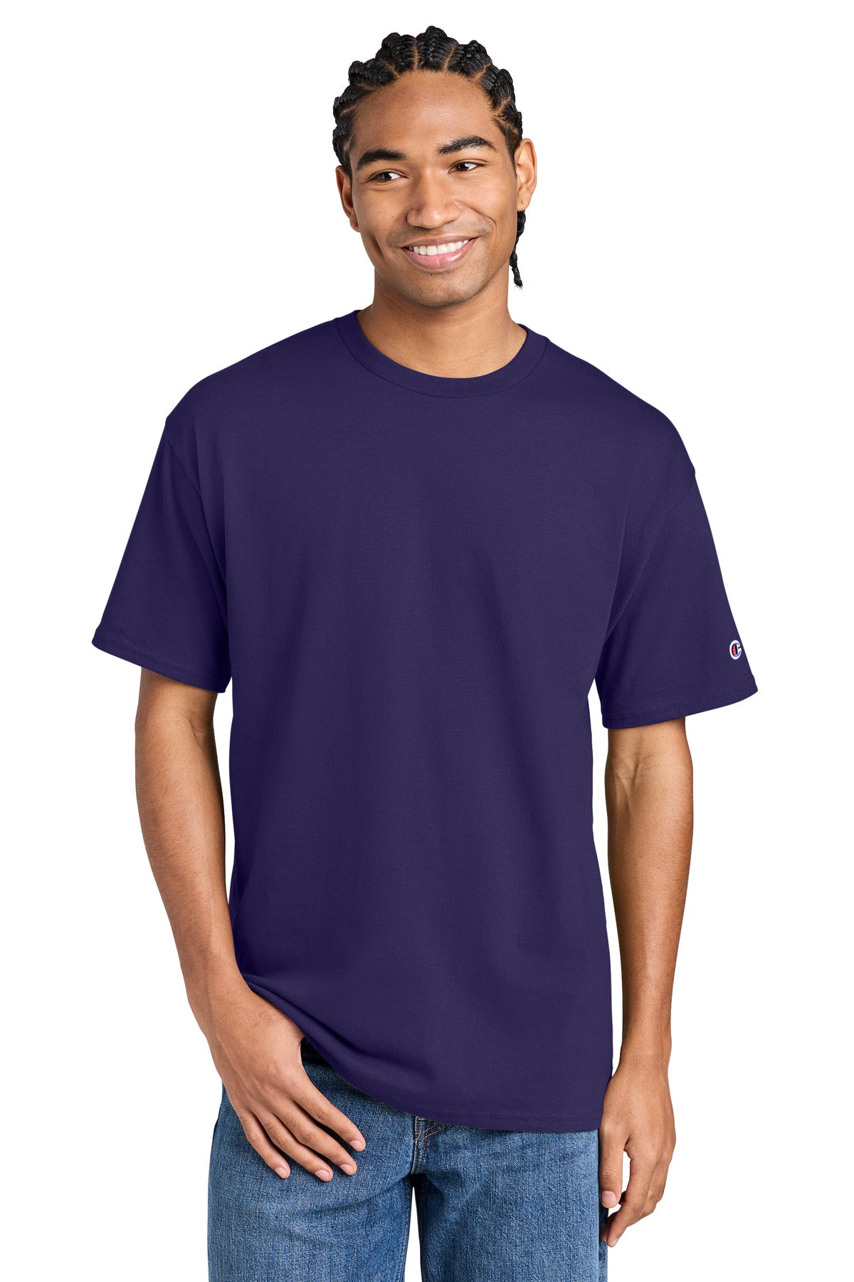 Custom Champion Purple Jersey Tee CH1000, personalized by SanCanDo Swag in Argyle, TX
