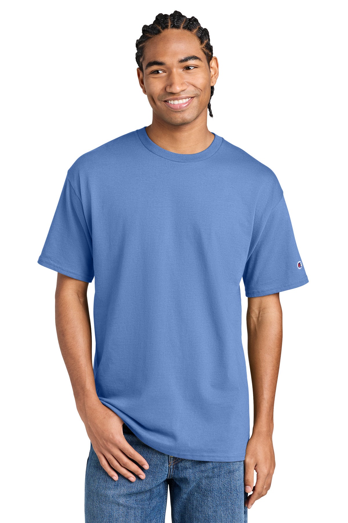 Custom Light Blue Jersey Tee CH1000, personalized by SanCanDo Swag in Argyle, TX