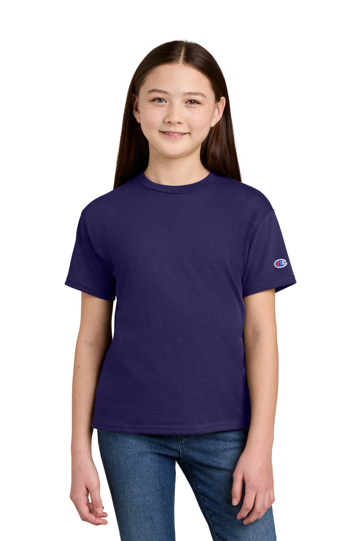 Custom Champion Purple Youth Jersey Tee CH1081, personalized by SanCanDo Swag in Argyle, TX