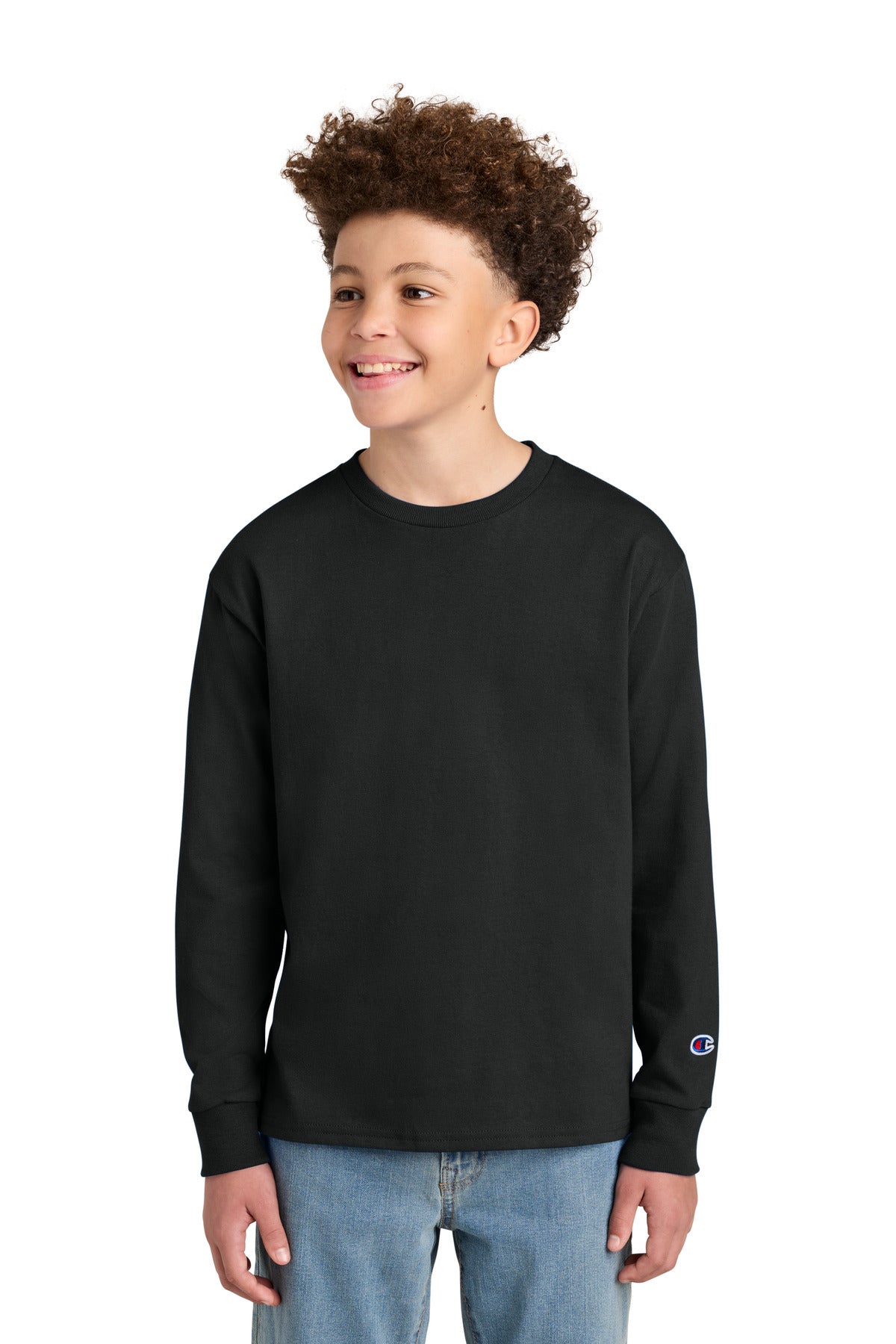 Custom Black Youth Jersey Long Sleeve Tee CH1751, personalized by SanCanDo Swag in Argyle, TX