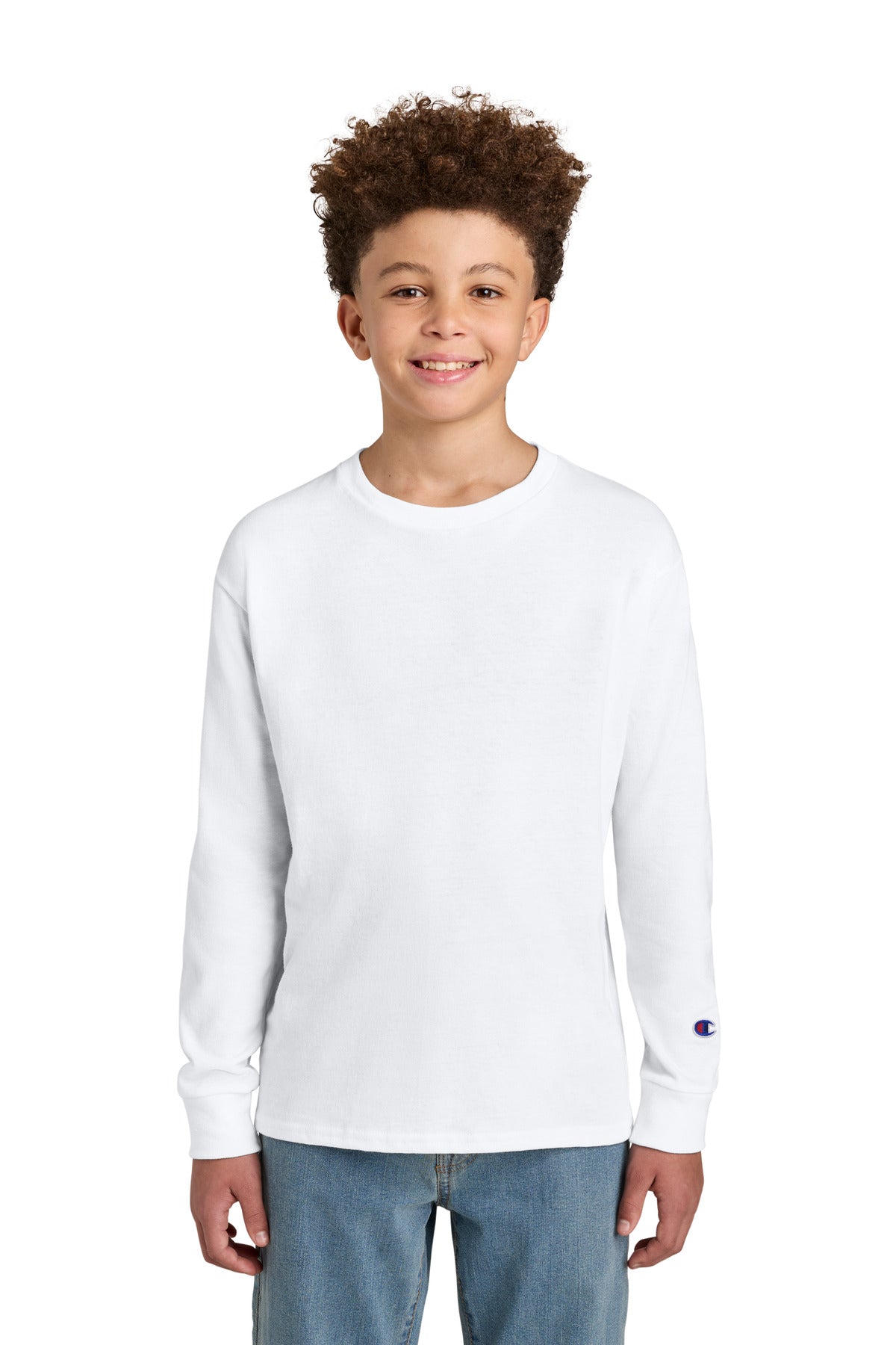 Custom White Youth Jersey Long Sleeve Tee CH1751, personalized by SanCanDo Swag in Argyle, TX