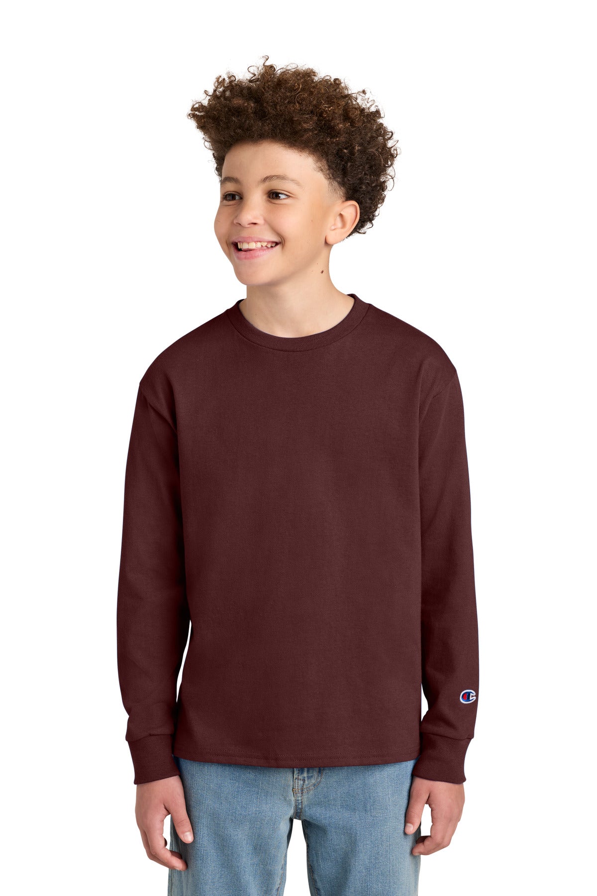 Custom Maroon Youth Jersey Long Sleeve Tee CH1751, personalized by SanCanDo Swag in Argyle, TX