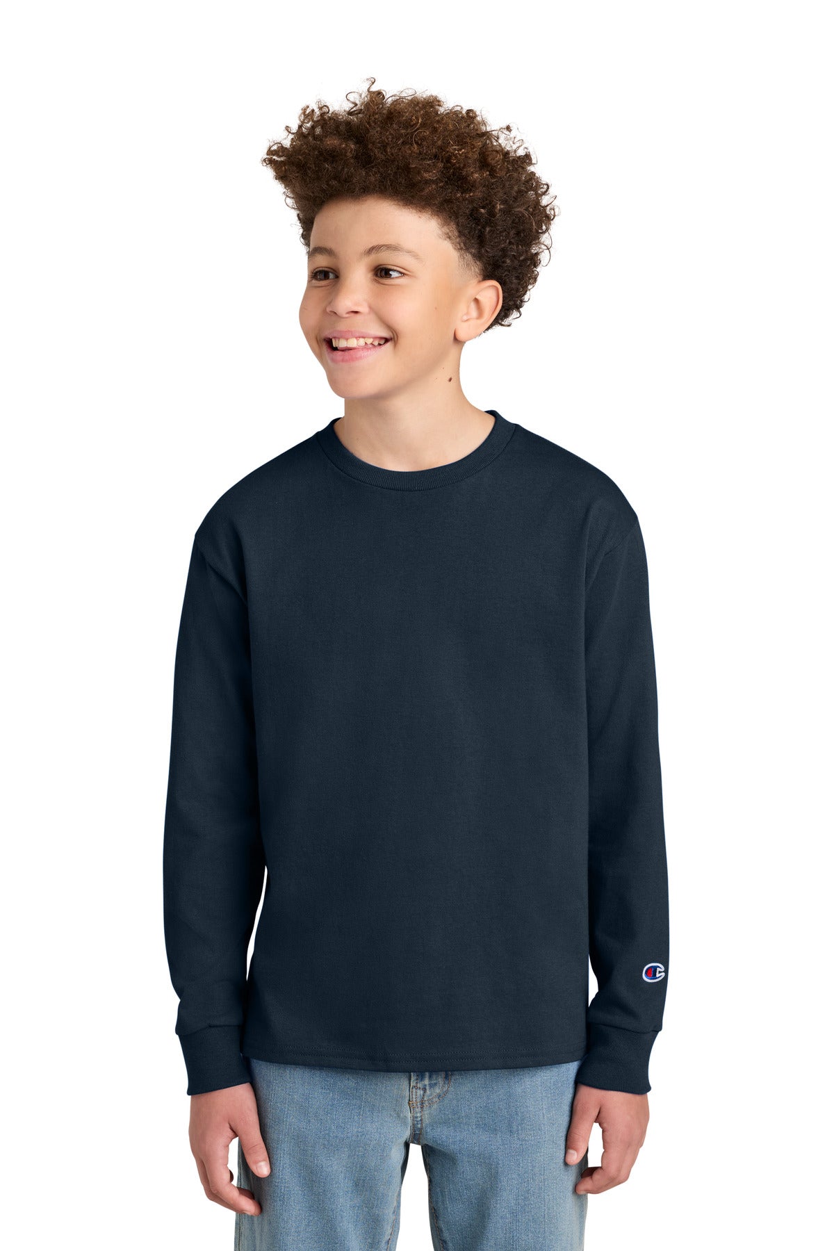 Custom Navy Youth Jersey Long Sleeve Tee CH1751, personalized by SanCanDo Swag in Argyle, TX