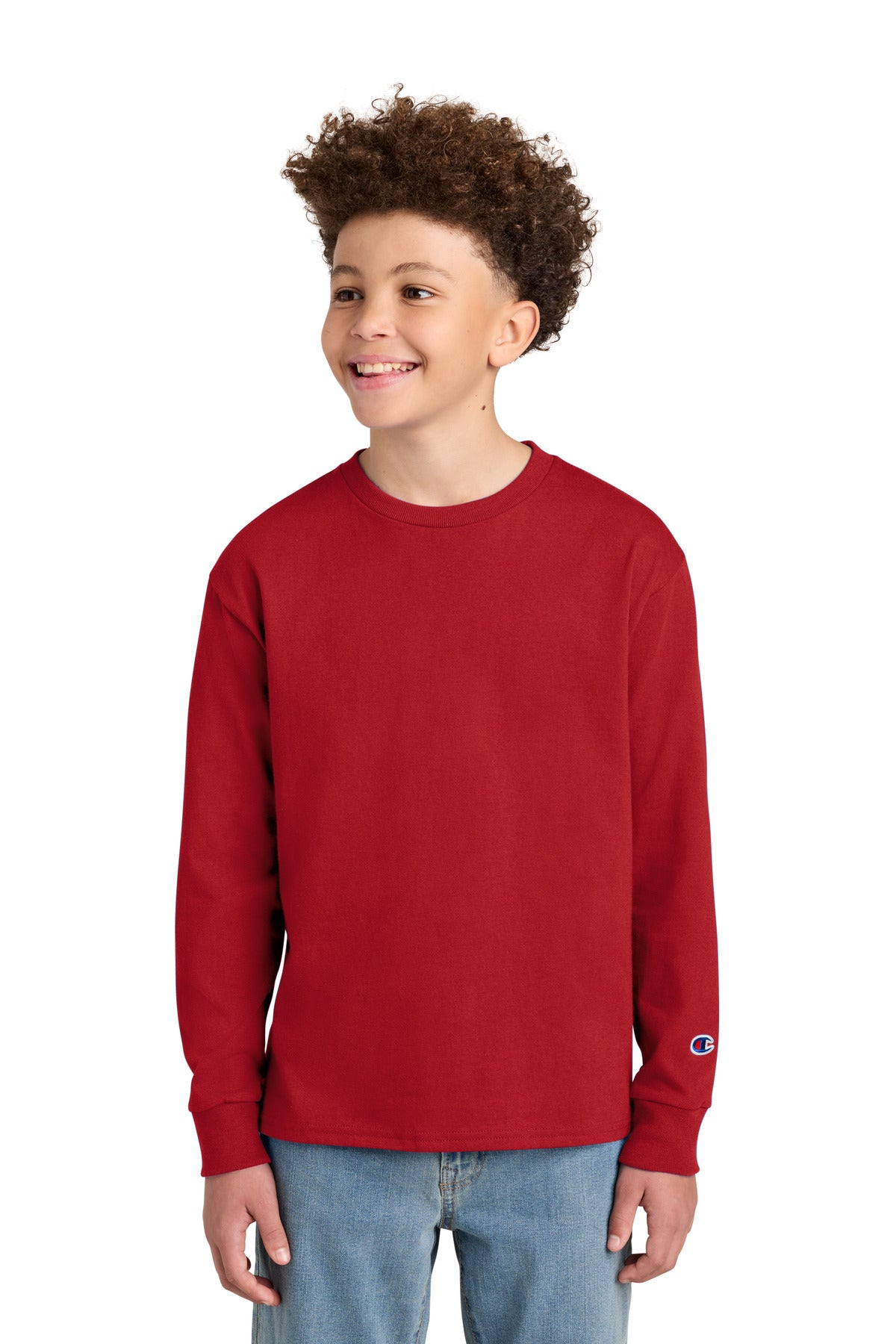Custom Red Youth Jersey Long Sleeve Tee CH1751, personalized by SanCanDo Swag in Argyle, TX
