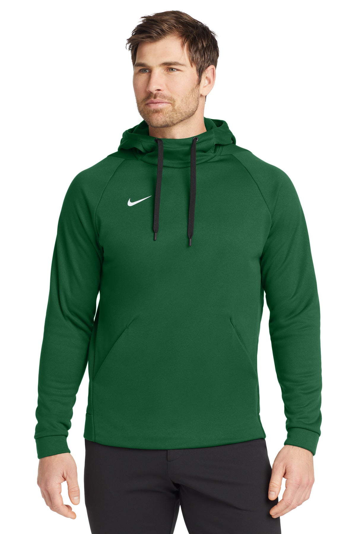 Custom Team Dark Green Therma-FIT Pullover Fleece Hoodie CN9473, personalized by SanCanDo Swag in Argyle, TX