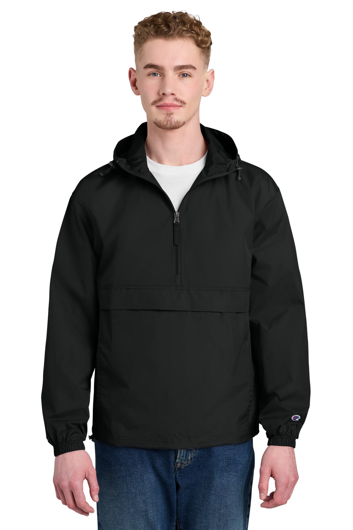 Custom Black Packable Anorak Jacket CO200, personalized by SanCanDo Swag in Argyle, TX