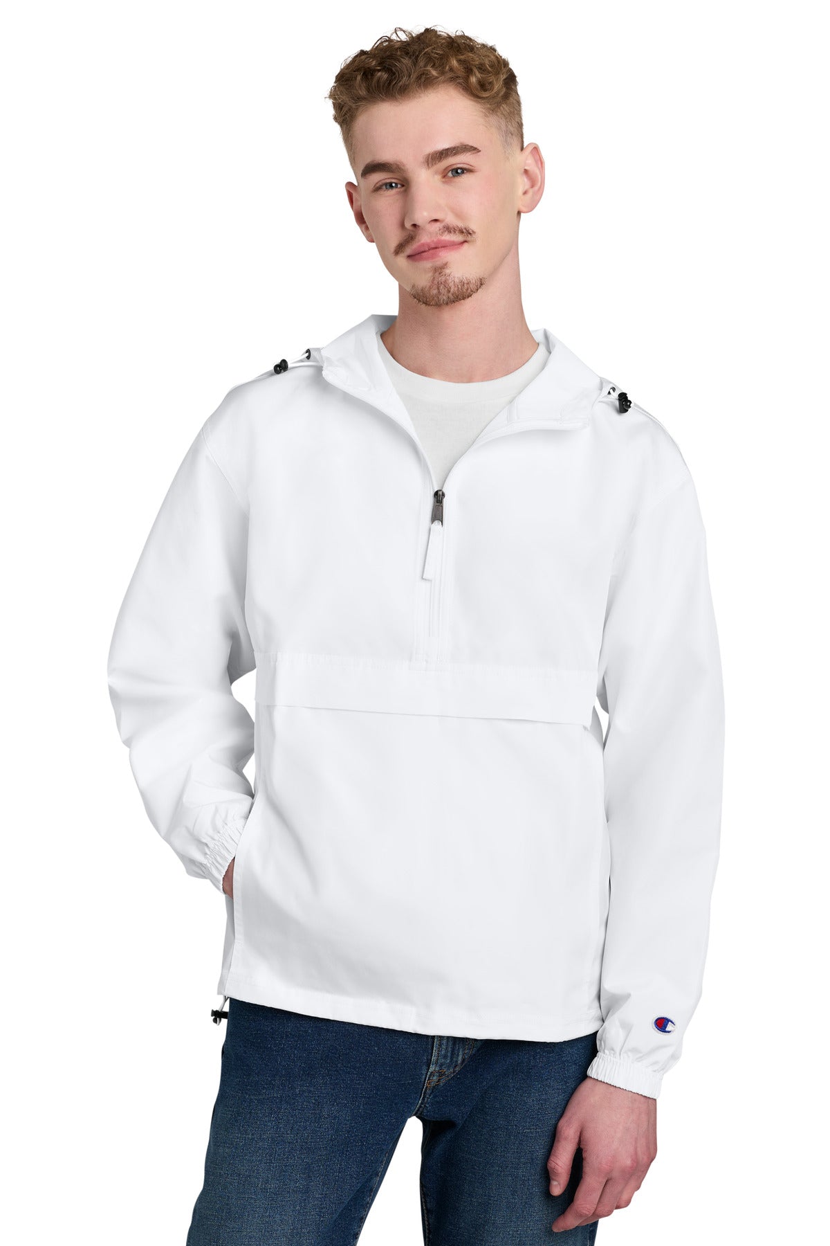 Custom White Packable Anorak Jacket CO200, personalized by SanCanDo Swag in Argyle, TX