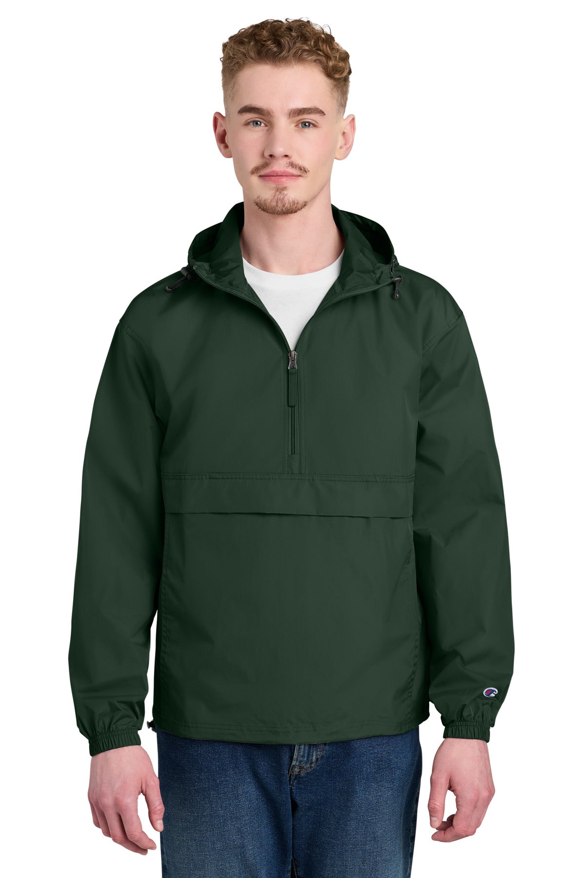 Custom Dark Green Packable Anorak Jacket CO200, personalized by SanCanDo Swag in Argyle, TX