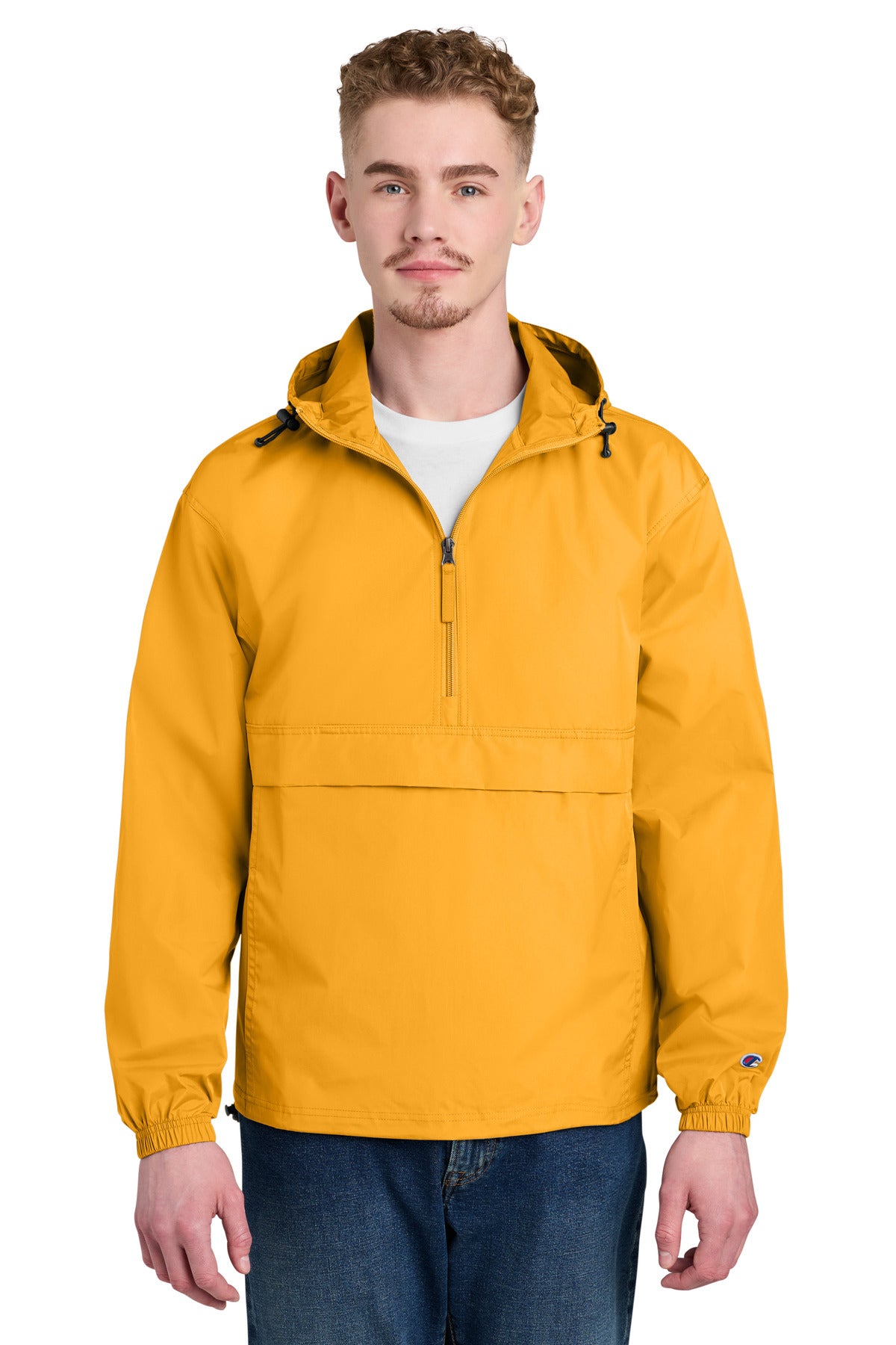 Custom Gold Packable Anorak Jacket CO200, personalized by SanCanDo Swag in Argyle, TX