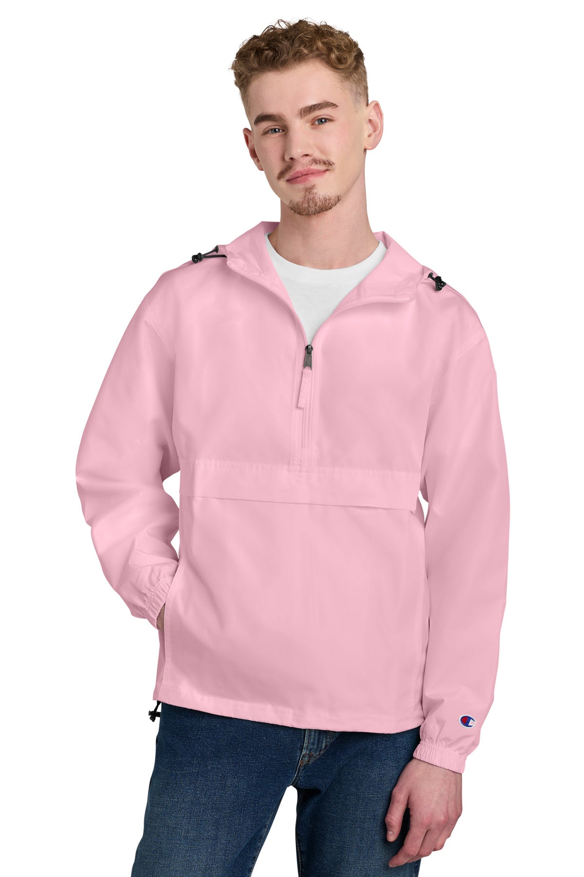 Custom Pink Candy Packable Anorak Jacket CO200, personalized by SanCanDo Swag in Argyle, TX
