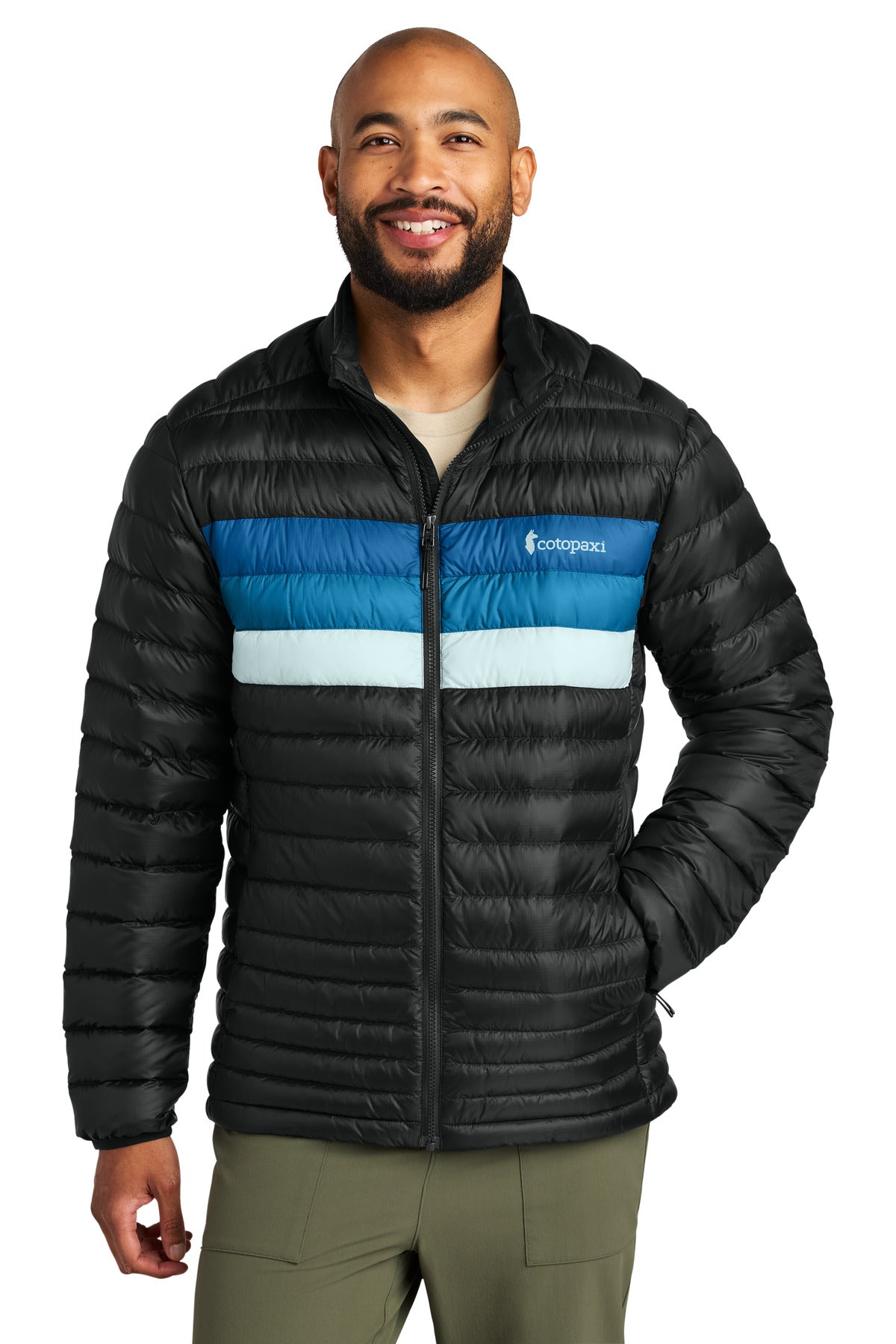 Custom Black/ Atlantic Fuego Down Jacket COTOM1687, personalized by SanCanDo Swag in Argyle, TX