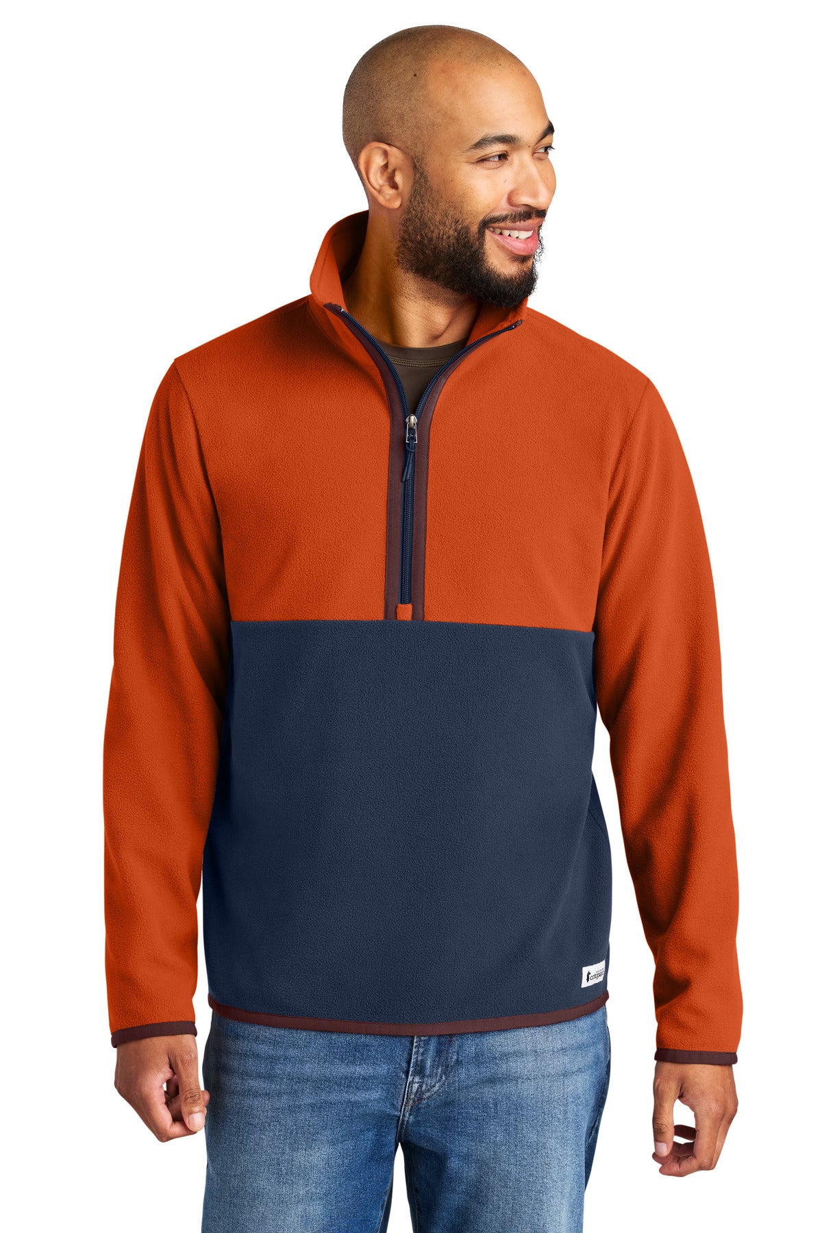 Custom Canyon/ Maritime Amado 1/2-Zip Fleece COTOM1691, personalized by SanCanDo Swag in Argyle, TX