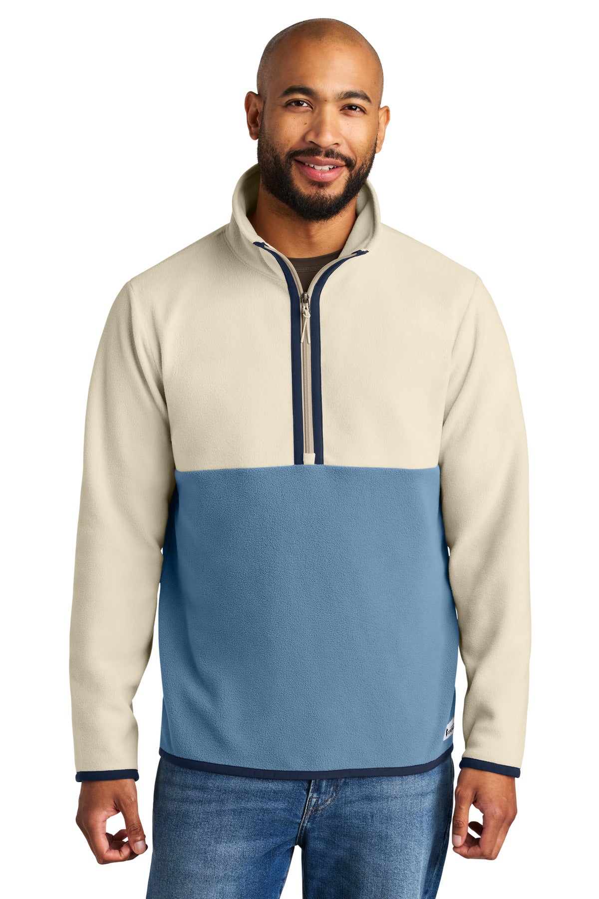 Custom Cream/ Fjord Amado 1/2-Zip Fleece COTOM1691, personalized by SanCanDo Swag in Argyle, TX