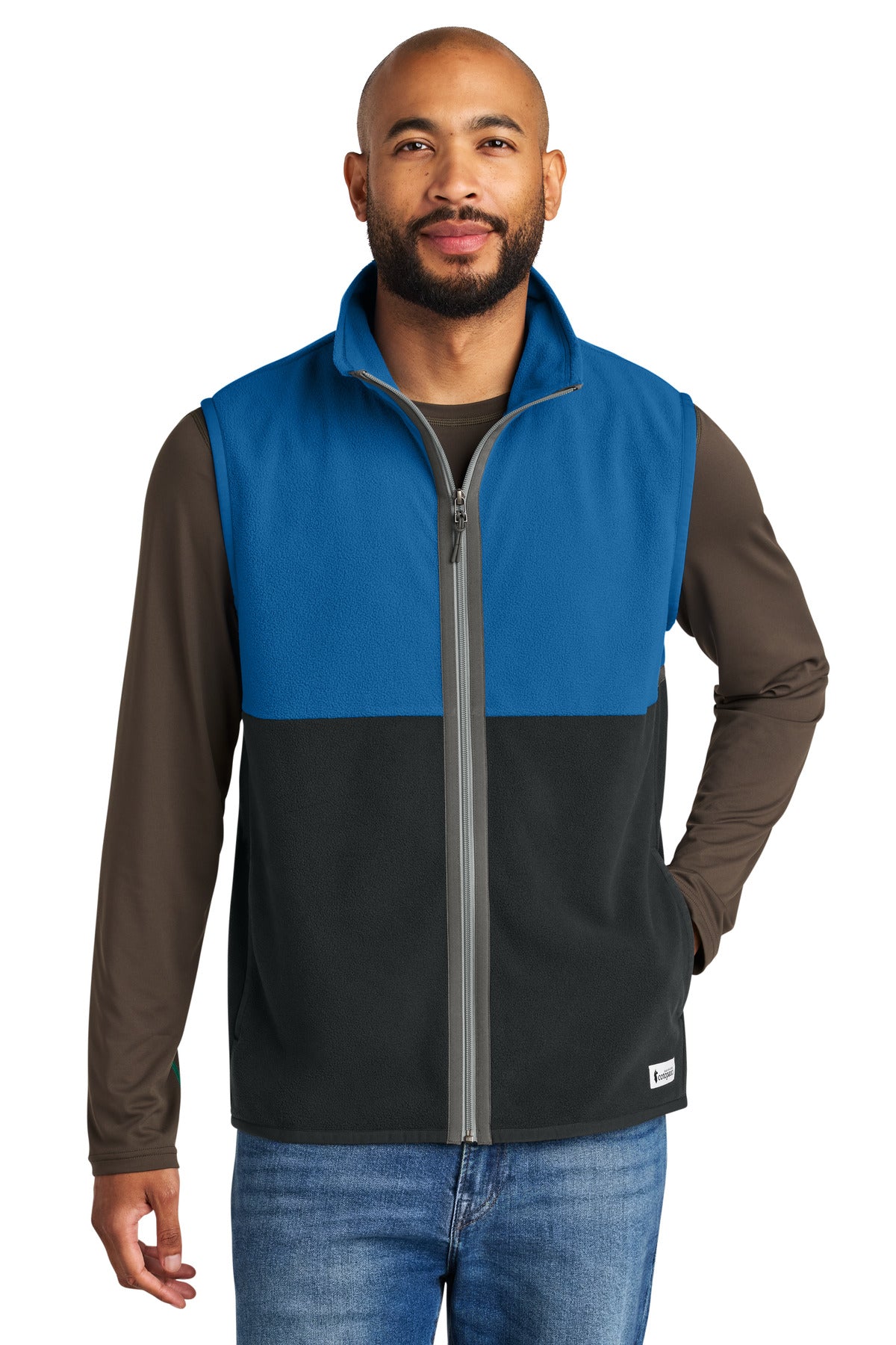 Custom Atlantic/ Black Amado Fleece Vest COTOM1693, personalized by SanCanDo Swag in Argyle, TX