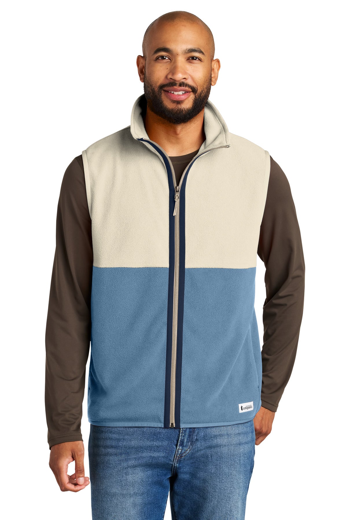Custom Cream/ Fjord Amado Fleece Vest COTOM1693, personalized by SanCanDo Swag in Argyle, TX
