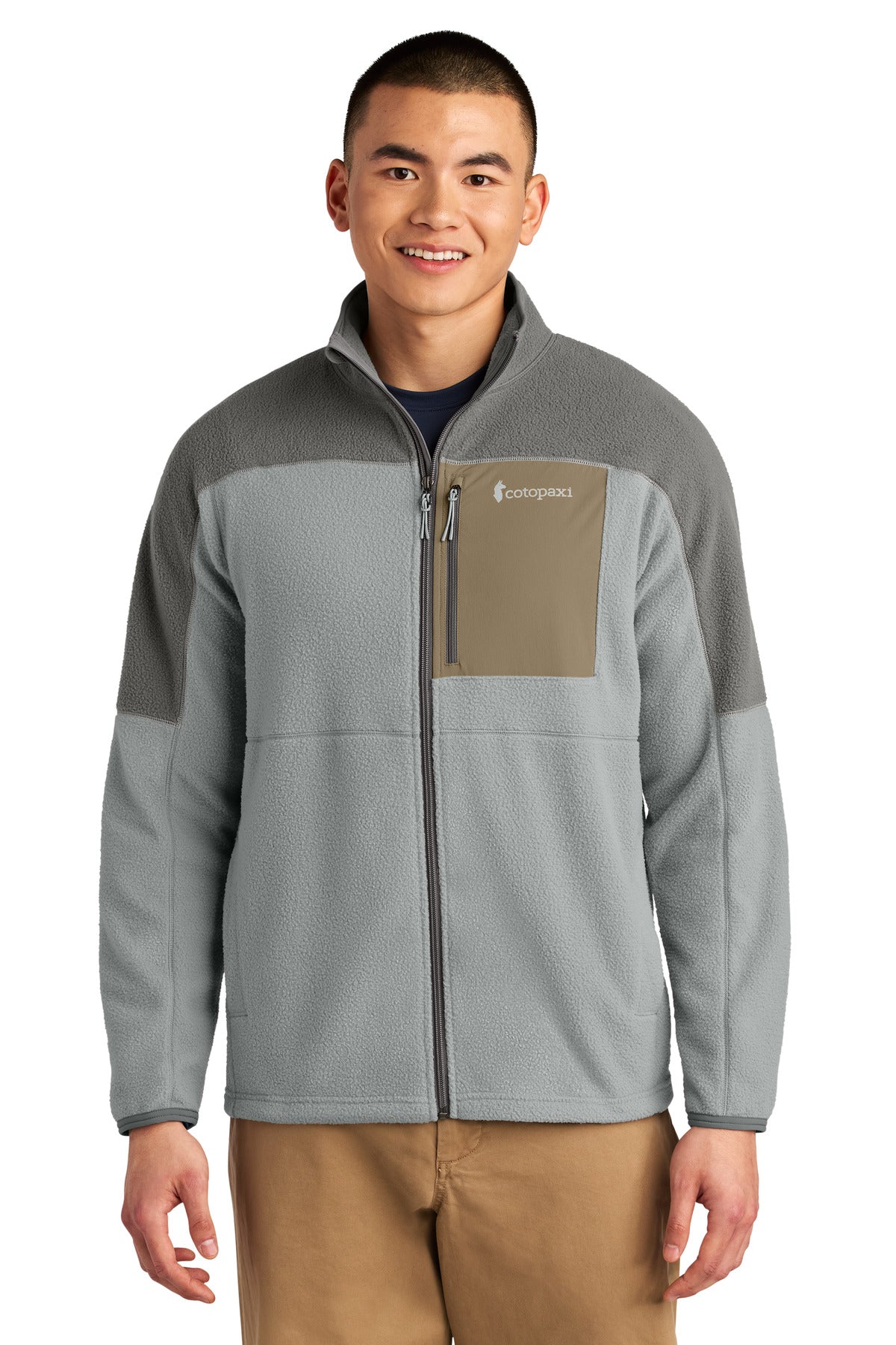 Custom Cinder/ Smoke Abrazo Full-Zip Fleece Jacket COTOM1695, personalized by SanCanDo Swag in Argyle, TX