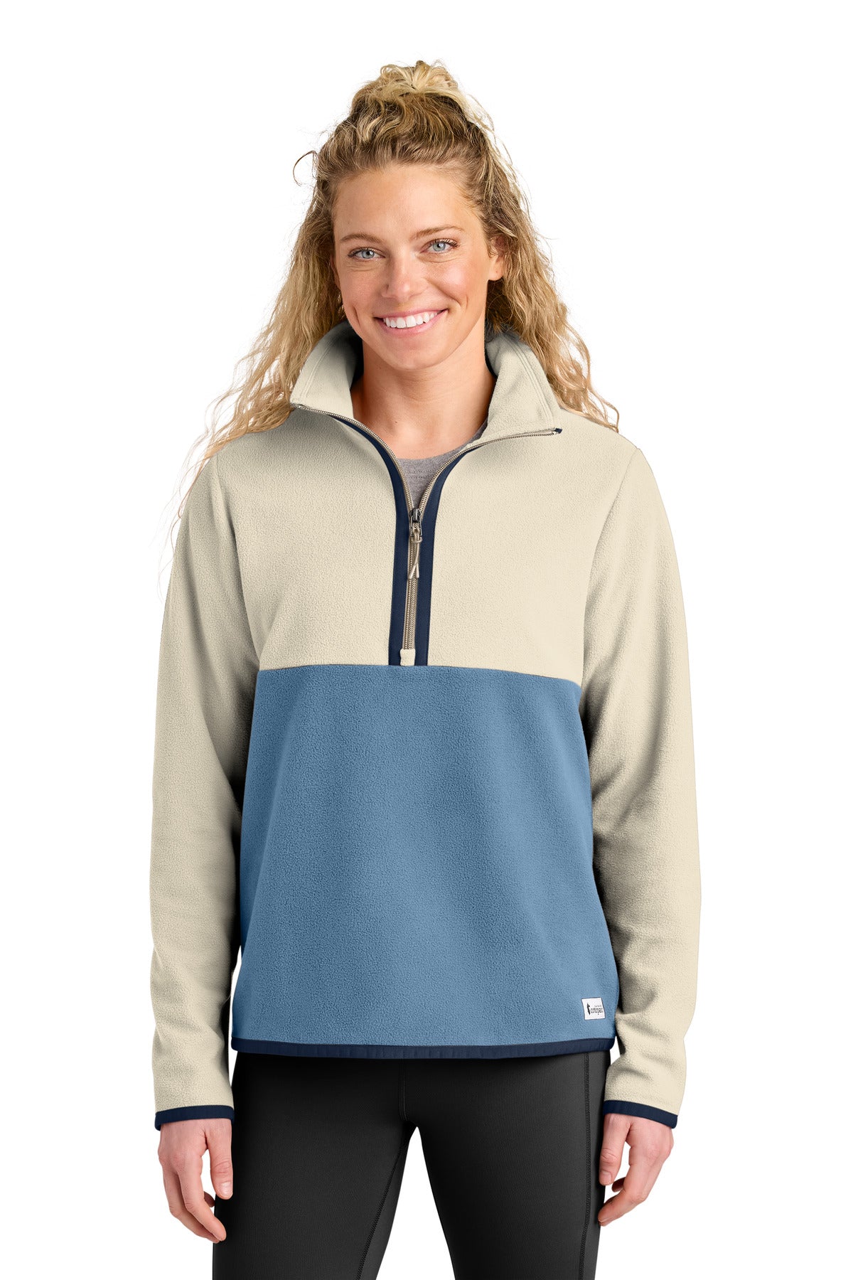 Custom Cream/ Fjord Women's Amado 1/2-Zip Fleece COTOW1692, personalized by SanCanDo Swag in Argyle, TX