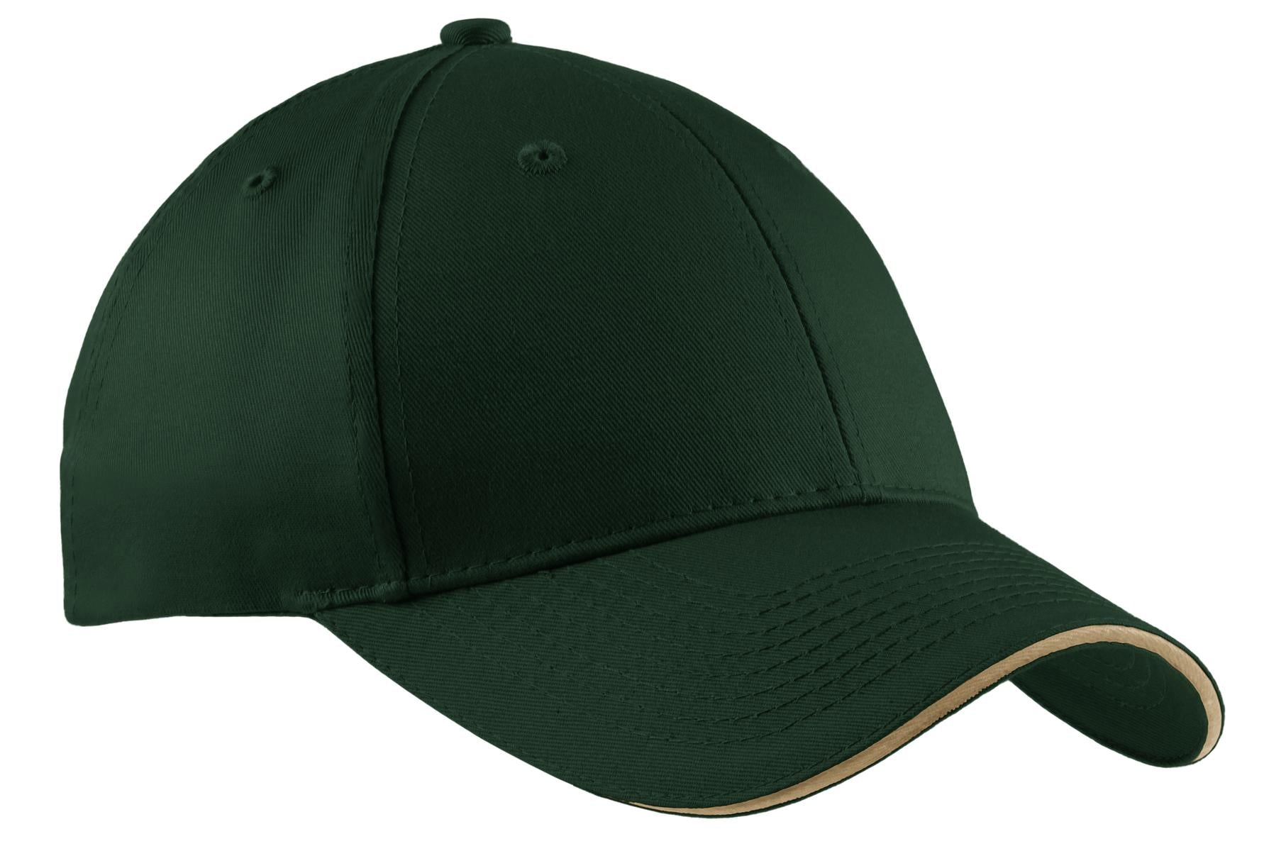 Custom Hunter/ Khaki Cotton Twill Sandwich Bill Cap CP85, personalized by SanCanDo Swag in Argyle, TX