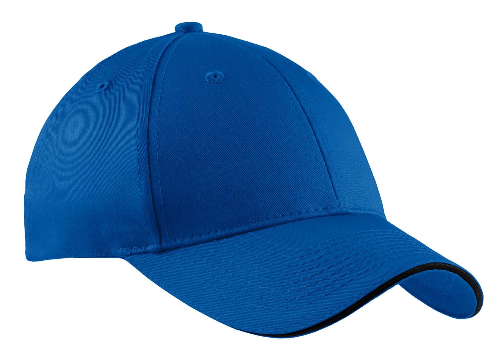 Custom Royal/ Black Cotton Twill Sandwich Bill Cap CP85, personalized by SanCanDo Swag in Argyle, TX
