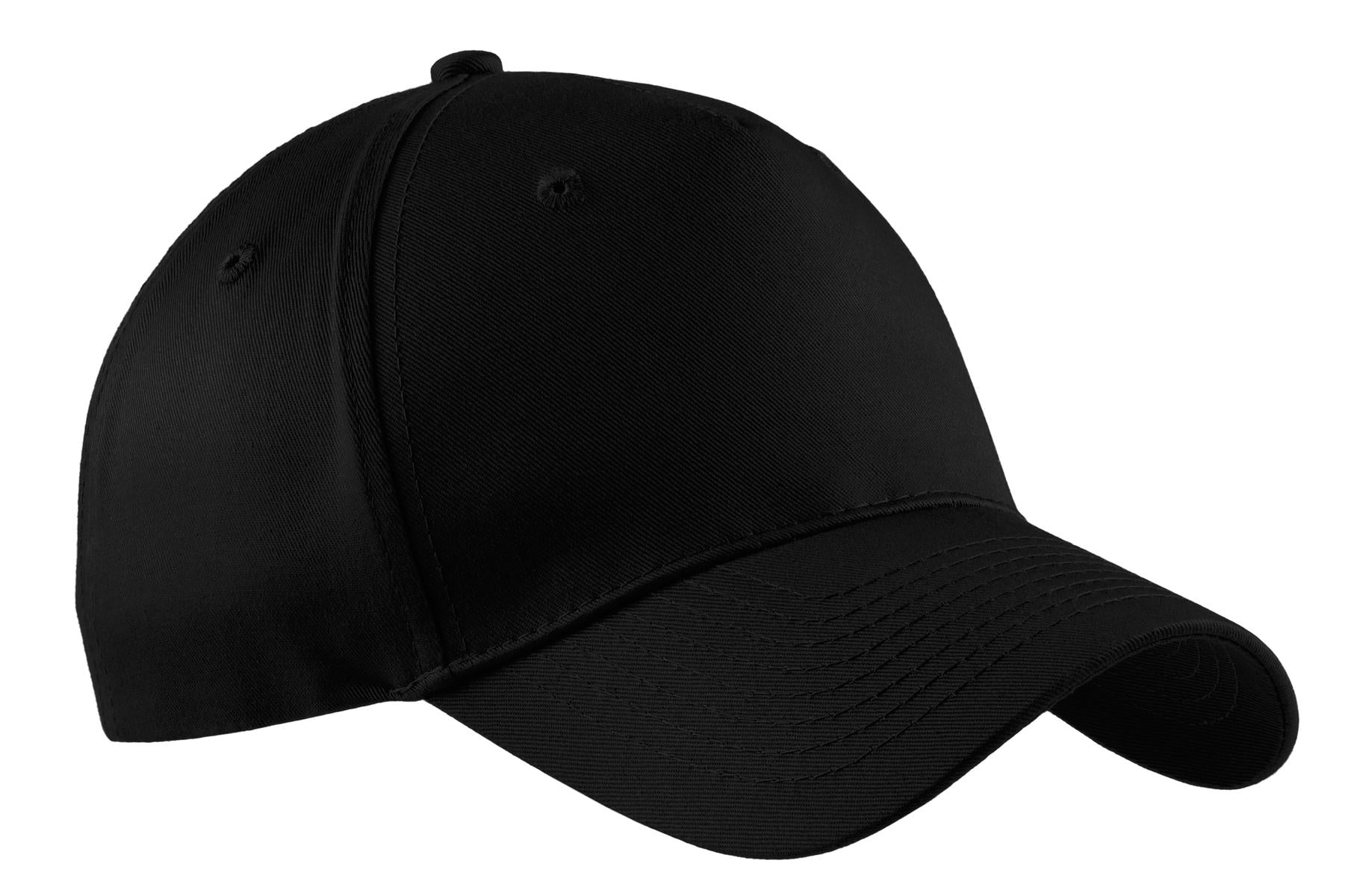 Custom Black Five-Panel Twill Cap CP86, personalized by SanCanDo Swag in Argyle, TX