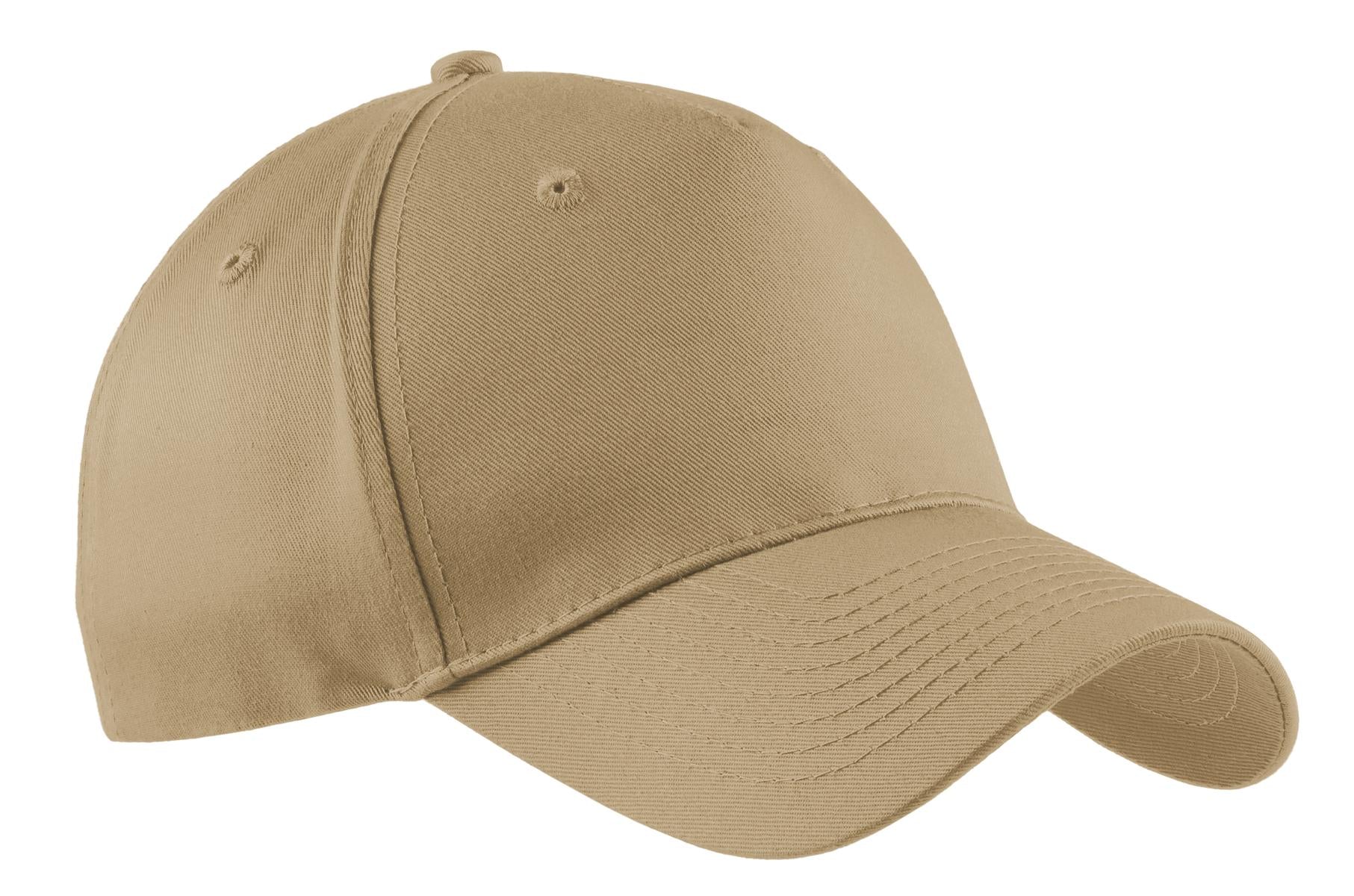 Custom Khaki Five-Panel Twill Cap CP86, personalized by SanCanDo Swag in Argyle, TX