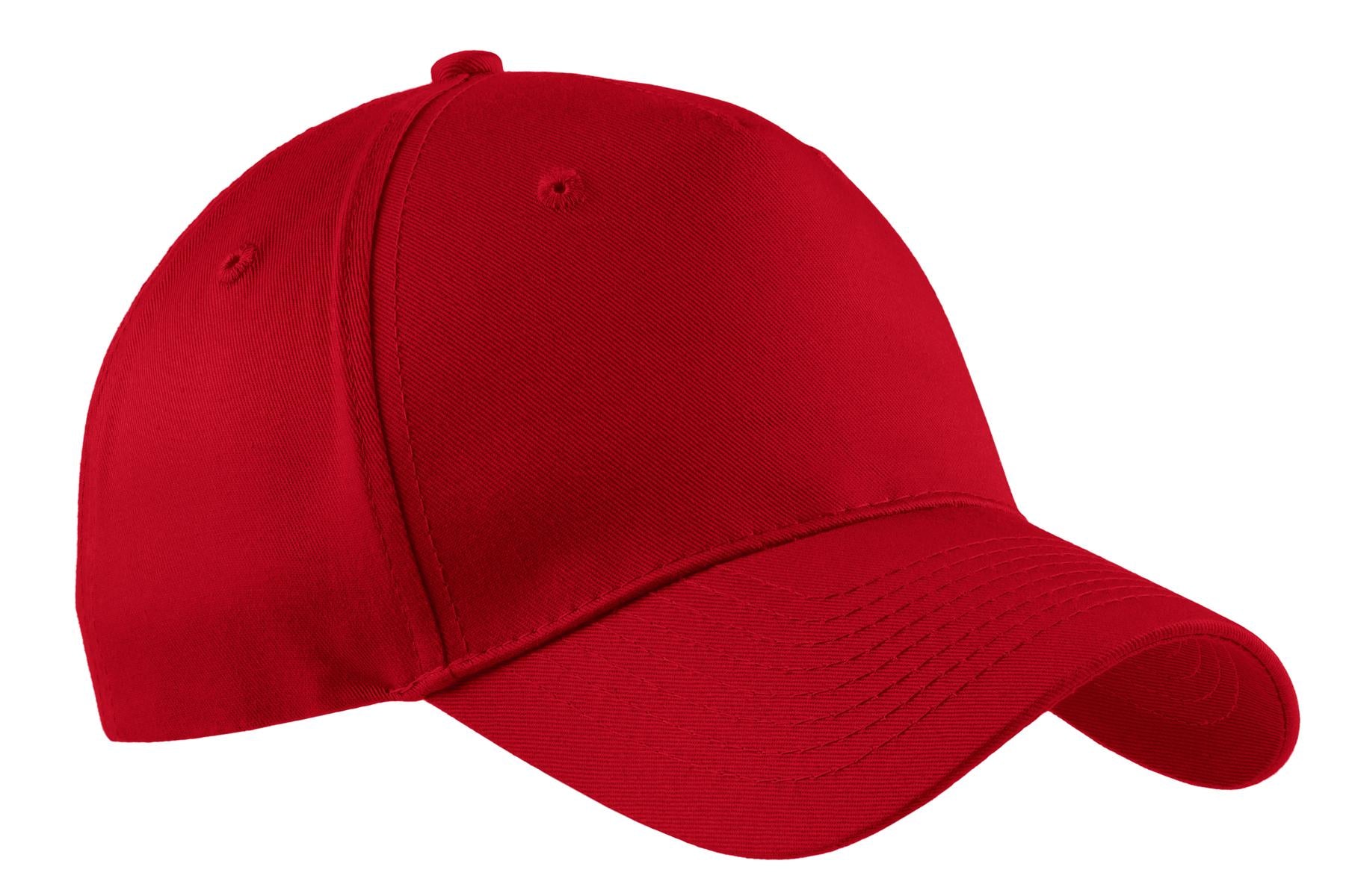 Custom Red Five-Panel Twill Cap CP86, personalized by SanCanDo Swag in Argyle, TX