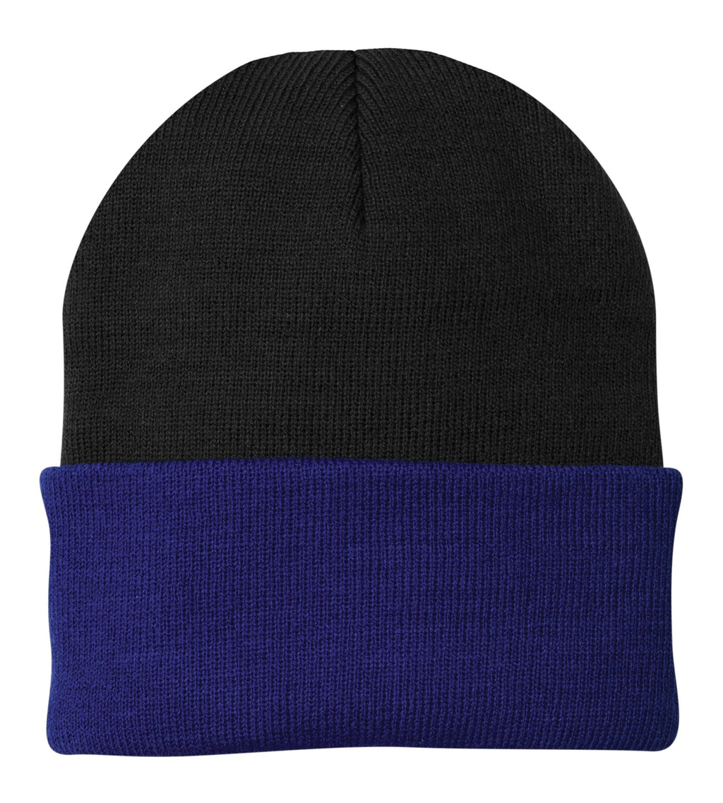 Custom Black/ Athletic Royal Knit Cap CP90, personalized by SanCanDo Swag in Argyle, TX